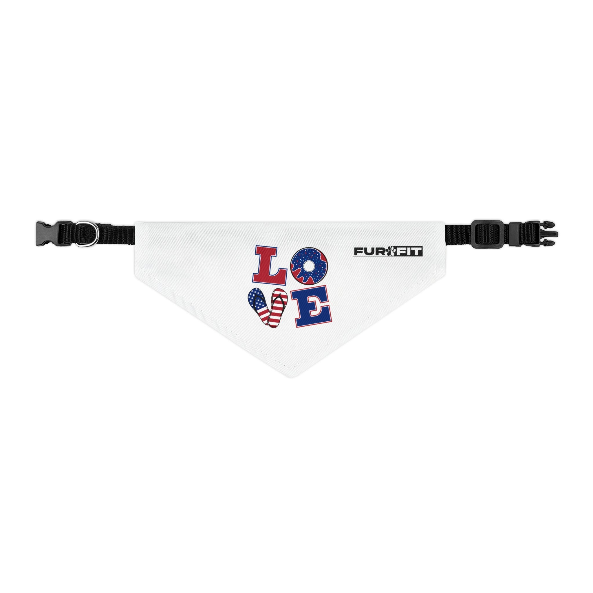 Pet Bandana Collar | Patriotic 'LOVE' (on white)