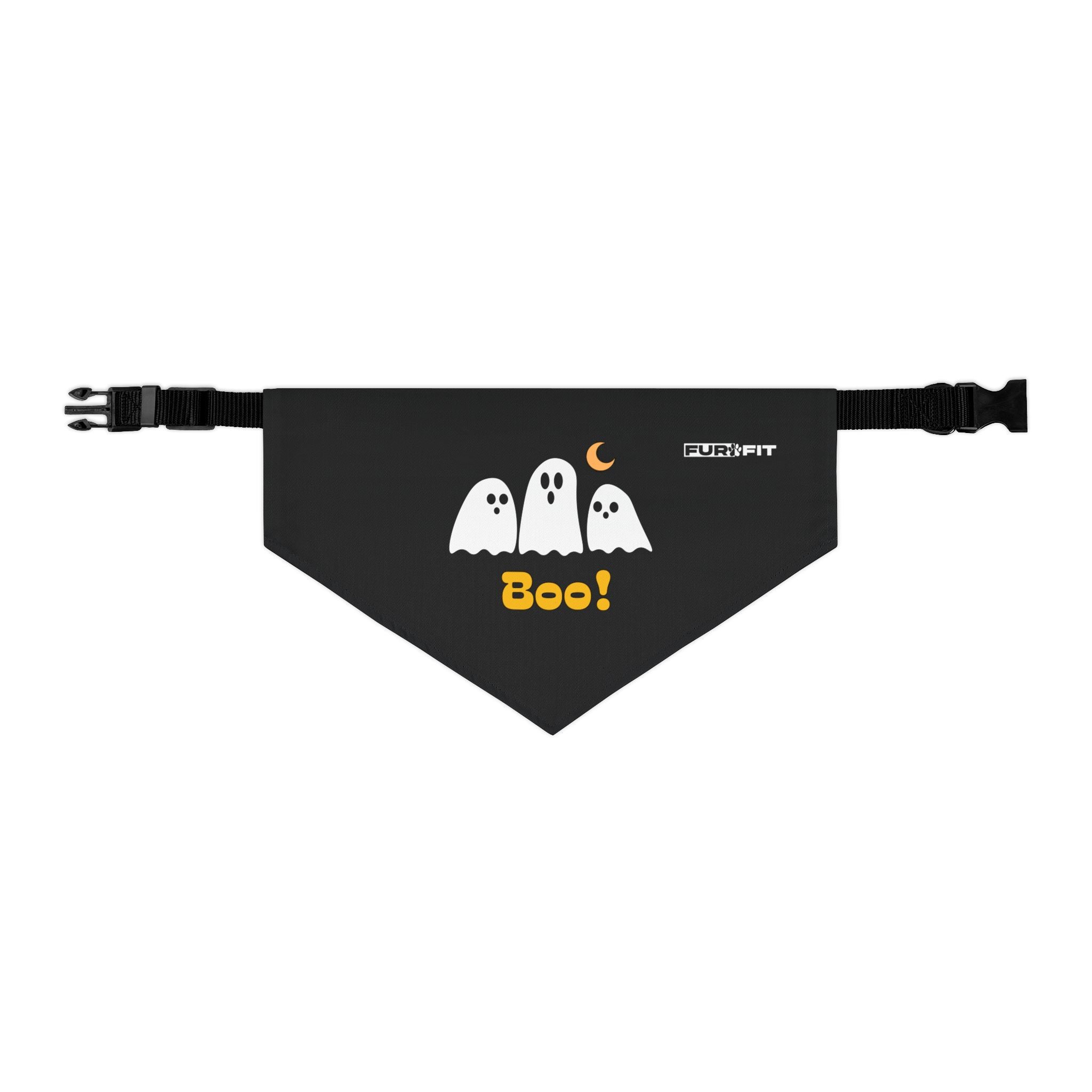 Pet Bandana Collar | 'Boo' with Ghosts (on black)
