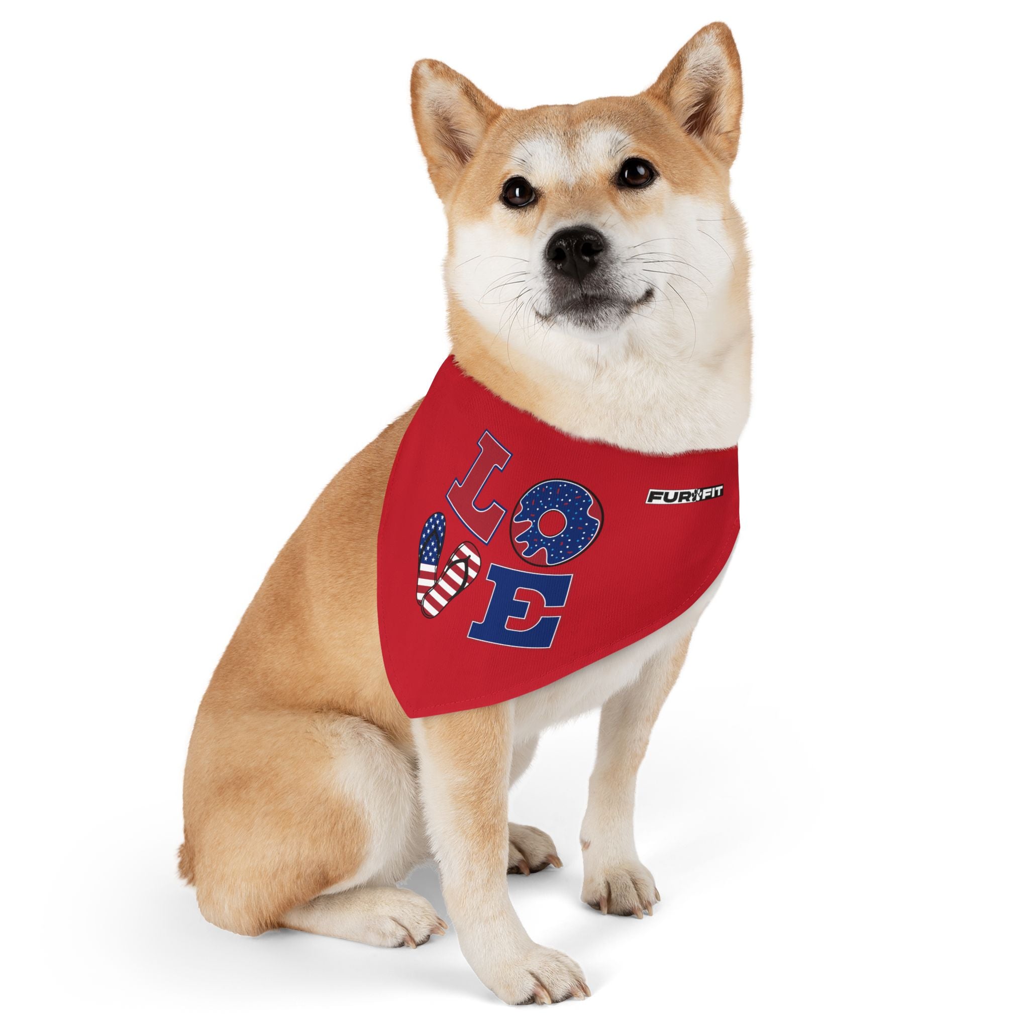 Pet Bandana Collar | Patriotic 'LOVE' (on red)