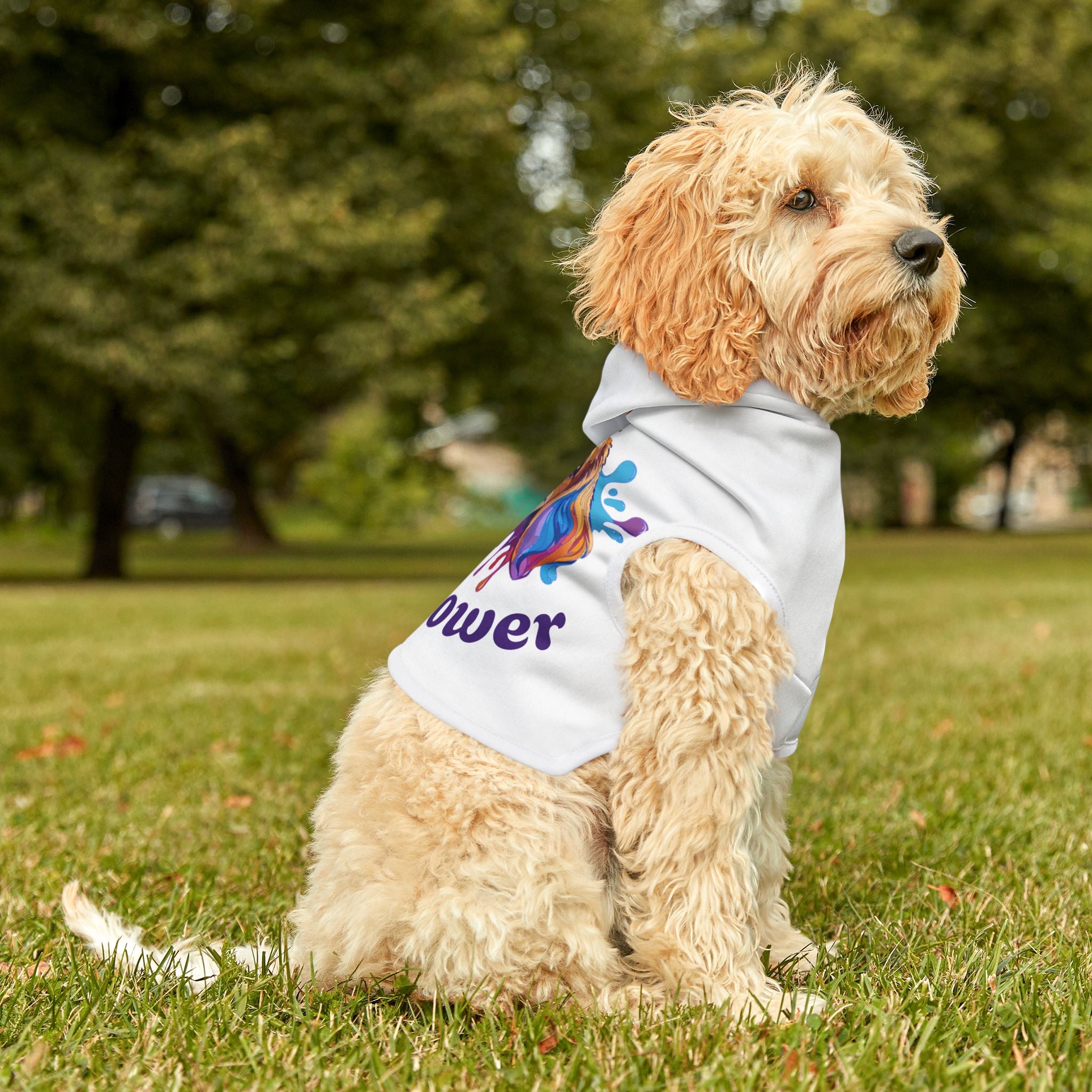 Pet Hoodie | "Puppy Power" (on white)