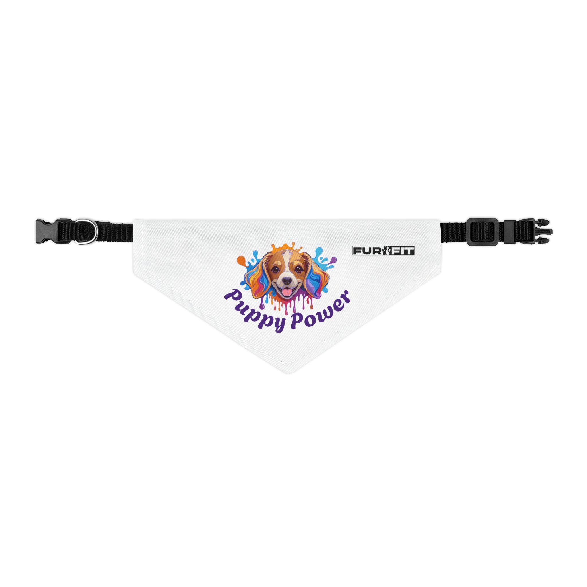 Pet Bandana Collar | 'Puppy Power' (on white)