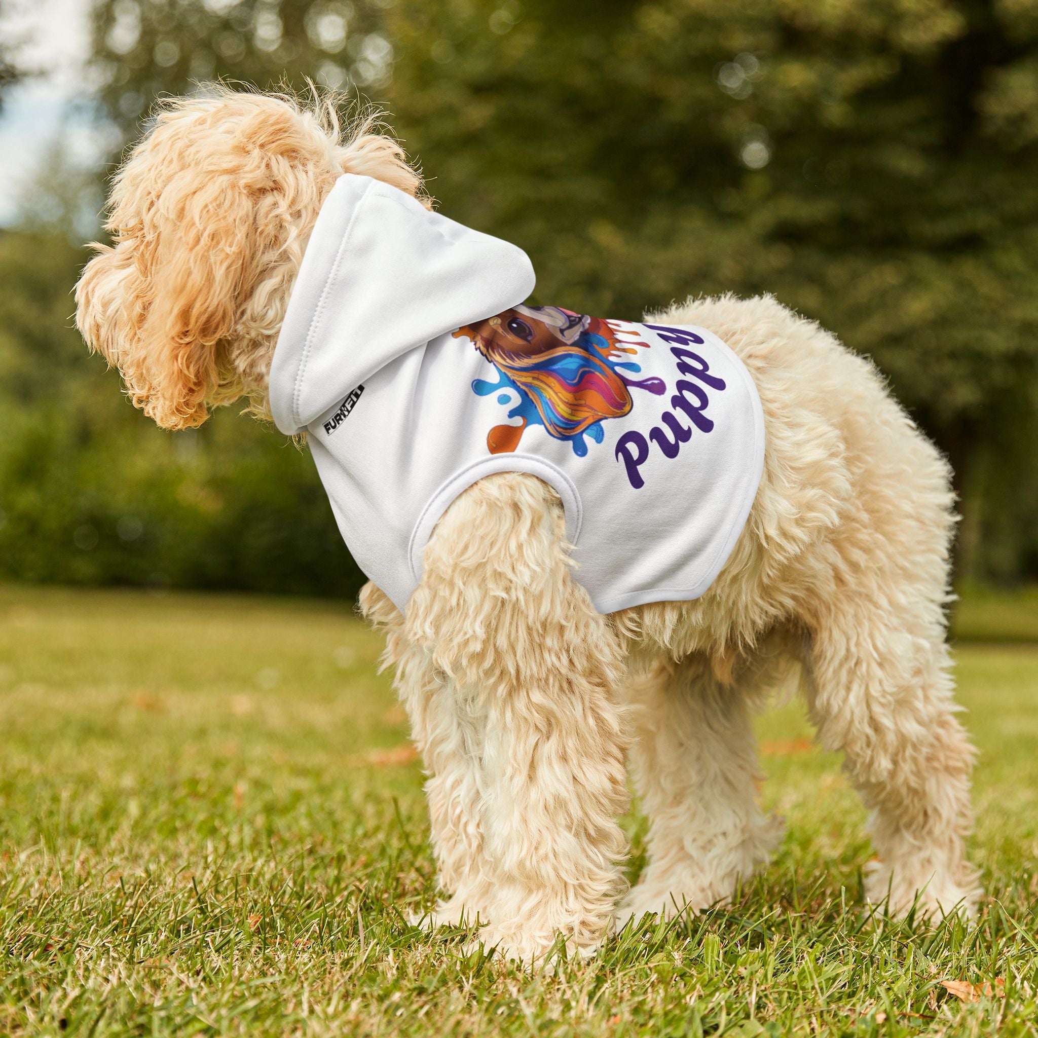 Pet Hoodie | "Puppy Power" (on white)