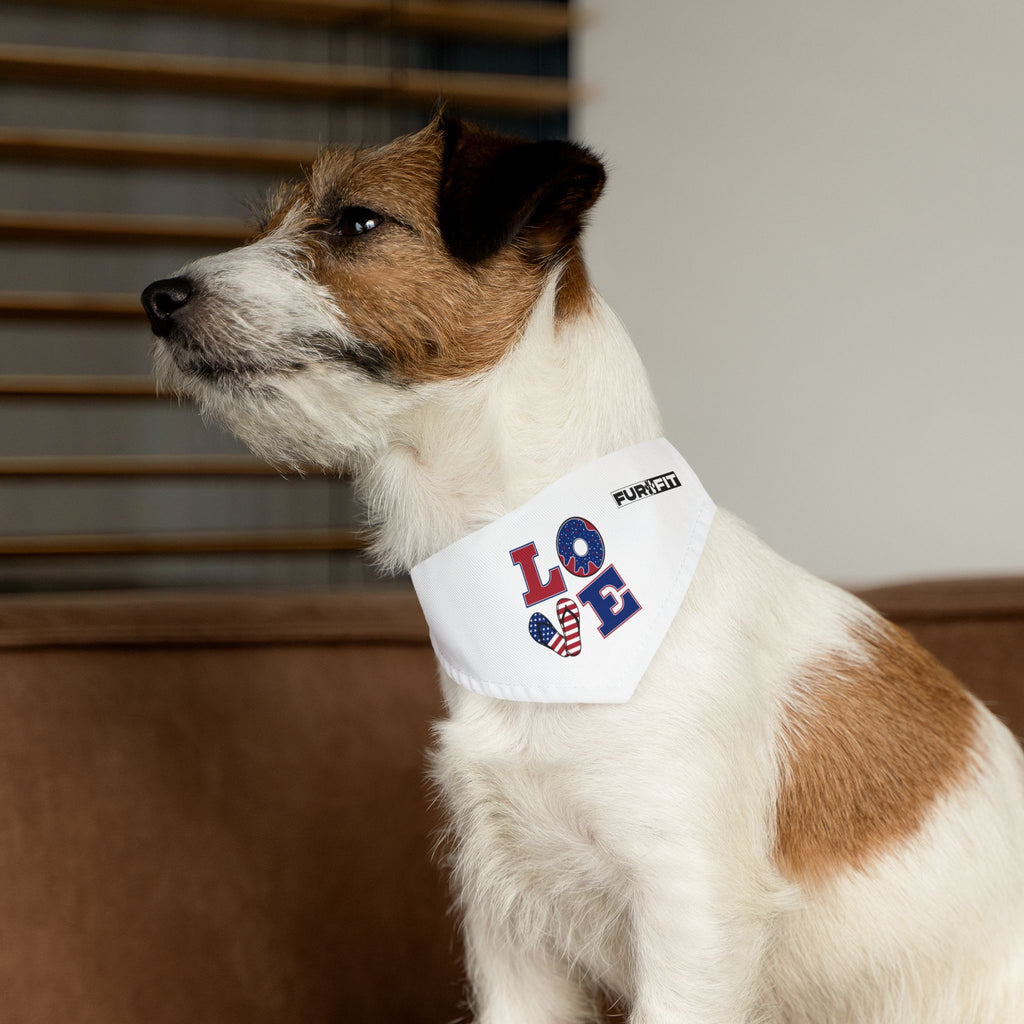 Pet Bandana Collar | Patriotic 'LOVE' (on white)
