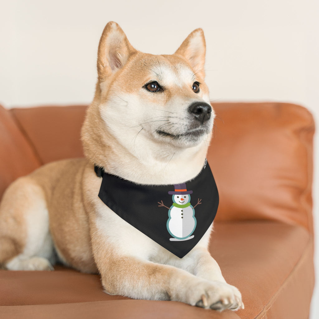 Pet Bandana Collar | 'Snowman' (on black)