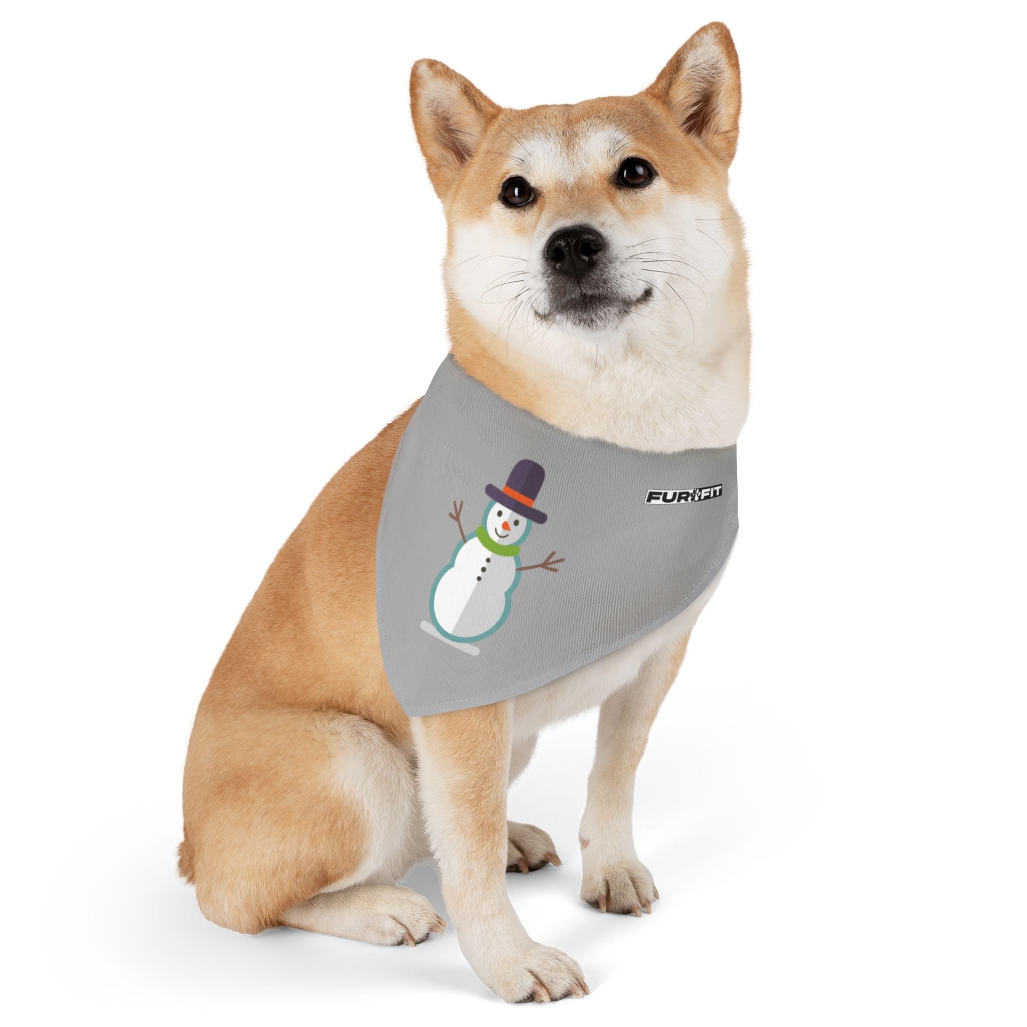 Pet Bandana Collar | 'Snowman' (on gray)