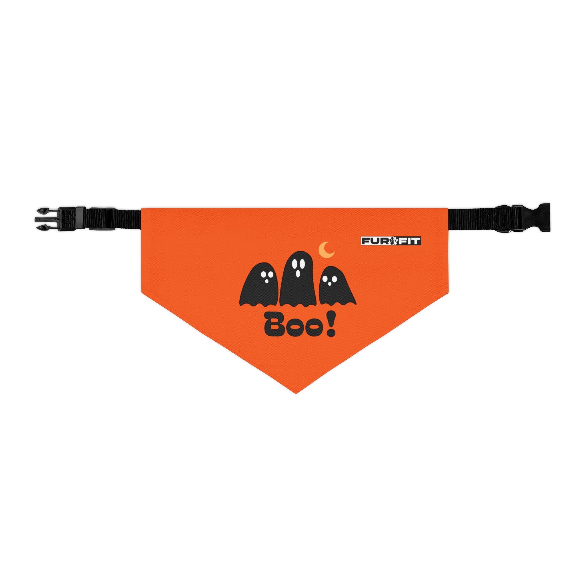 Pet Bandana Collar | 'Boo with Ghosts'(on orange)