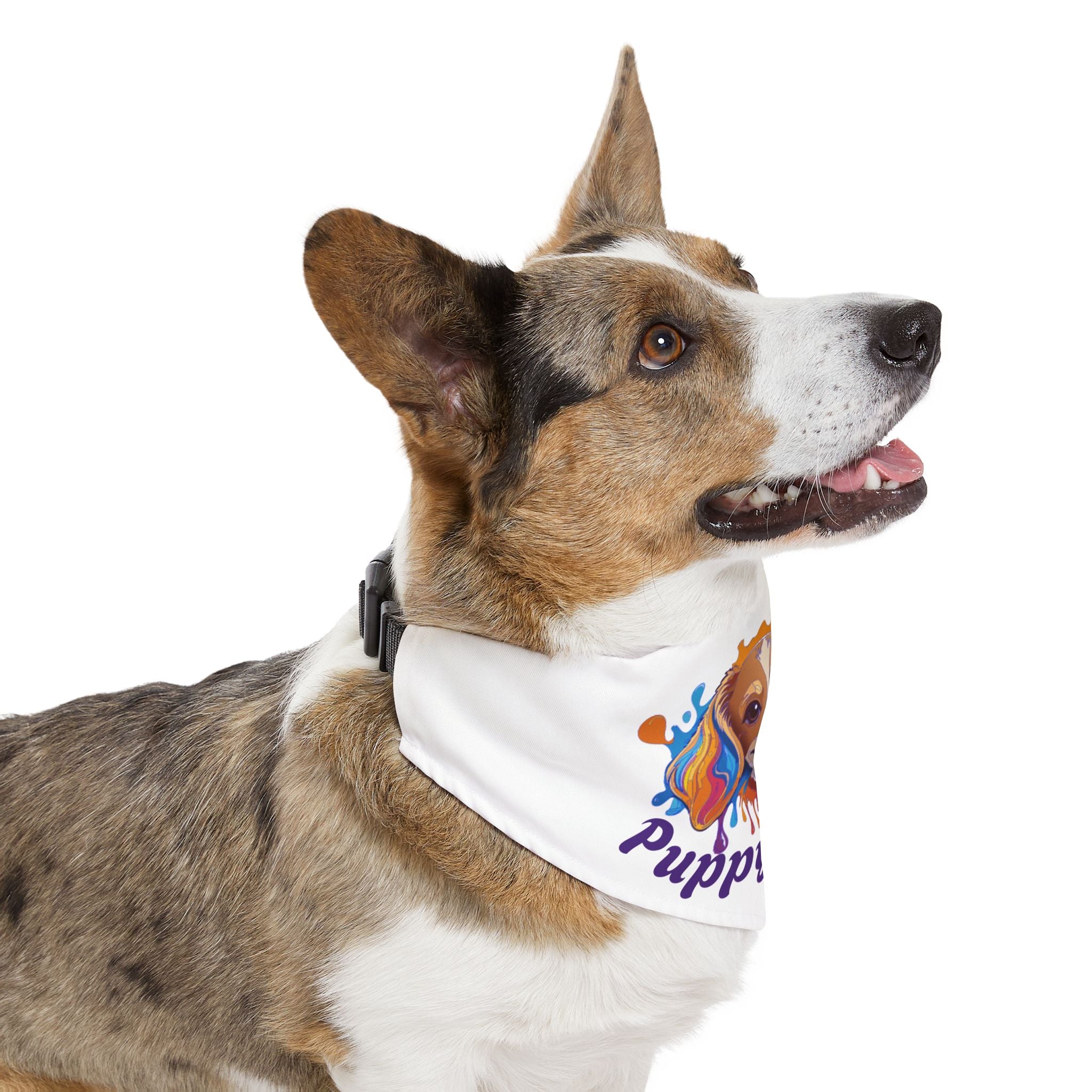 Pet Bandana Collar | 'Puppy Power' (on white)