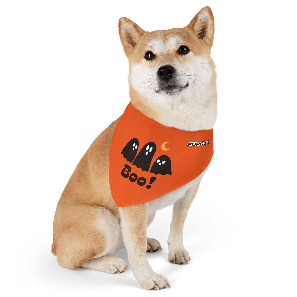 Pet Bandana Collar | 'Boo with Ghosts'(on orange)