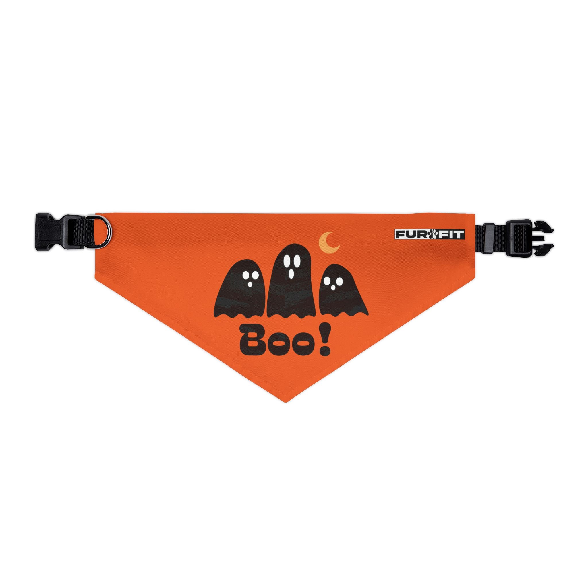 Pet Bandana Collar | 'Boo with Ghosts'(on orange)