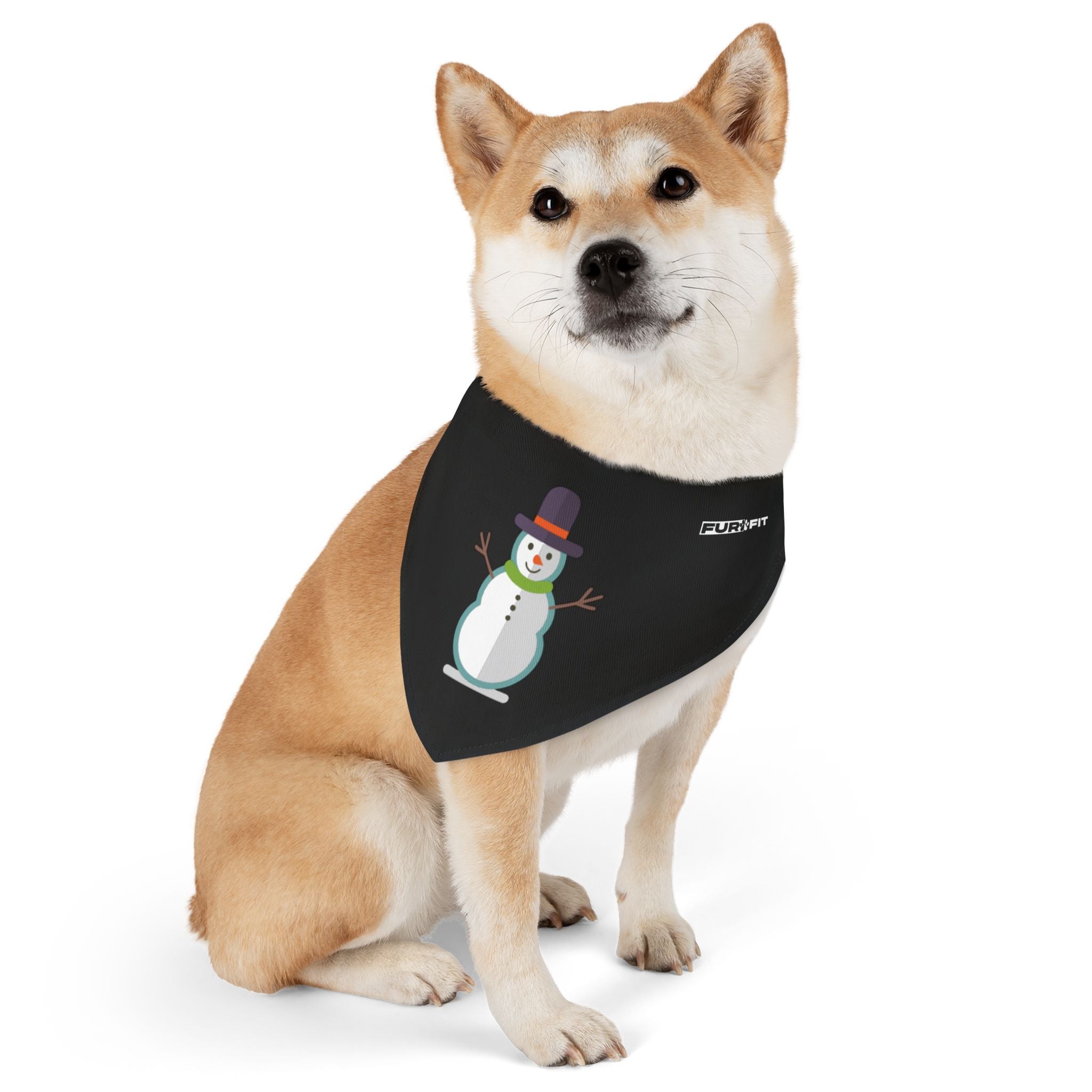Pet Bandana Collar | 'Snowman' (on black)