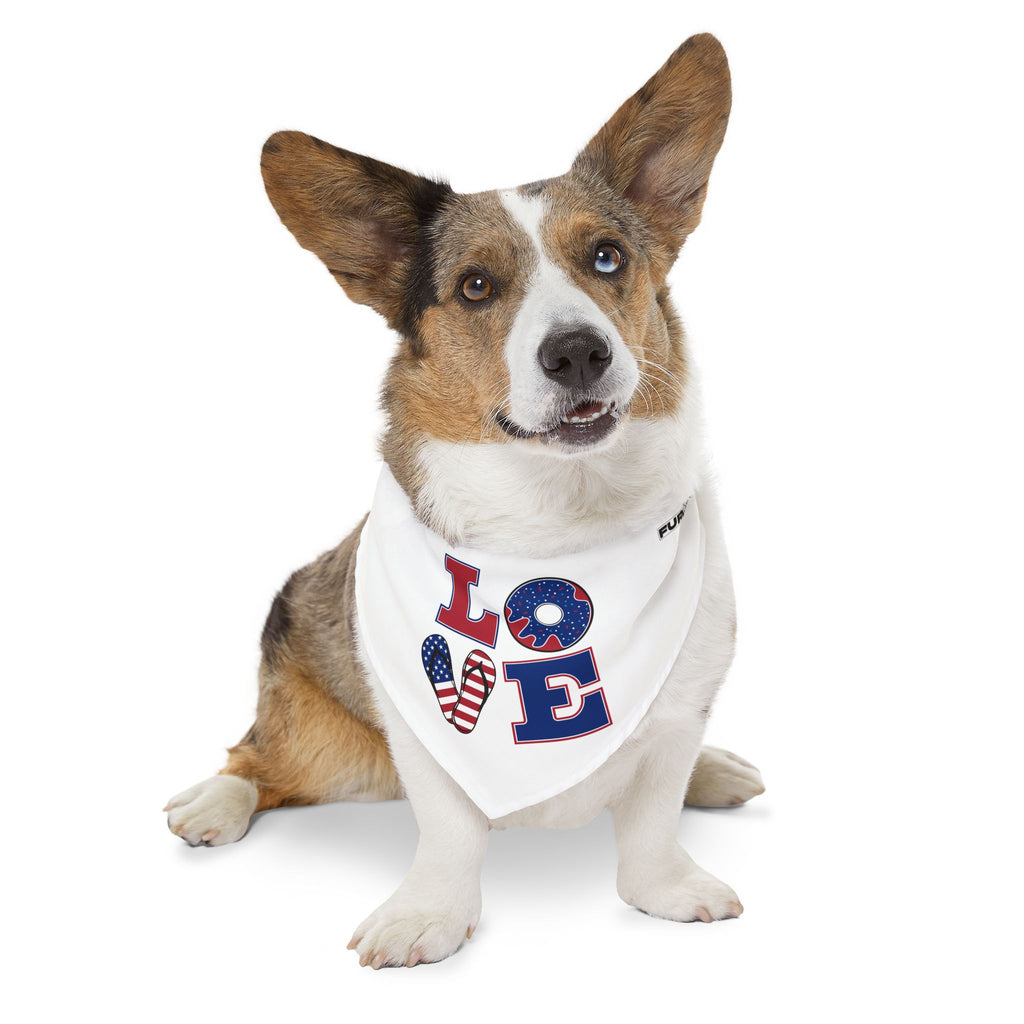 Pet Bandana Collar | Patriotic 'LOVE' (on white)
