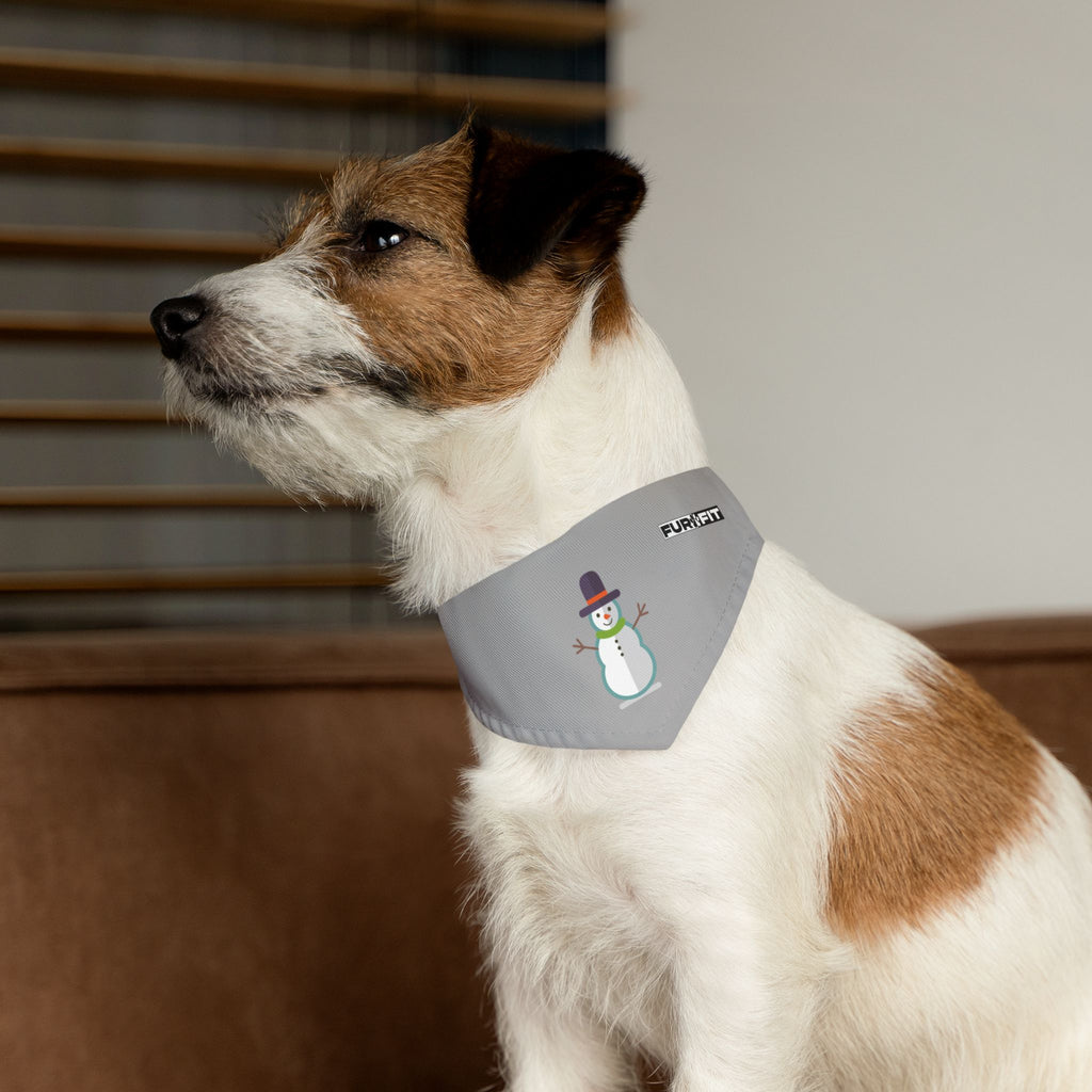 Pet Bandana Collar | 'Snowman' (on gray)