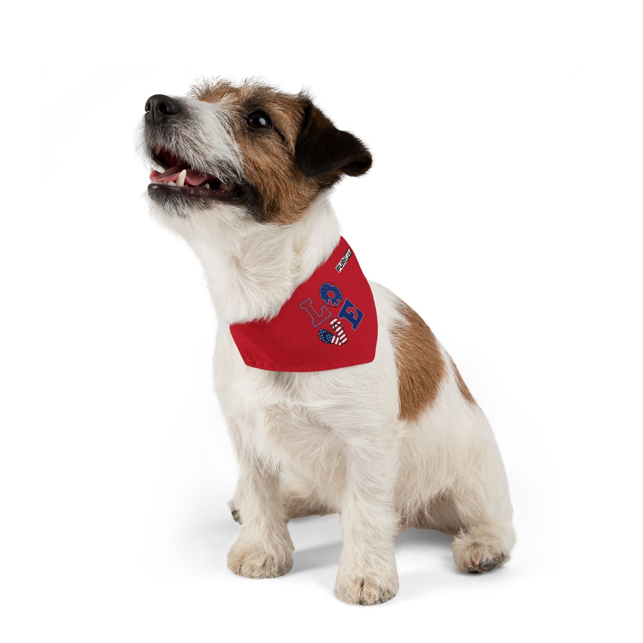 Pet Bandana Collar | Patriotic 'LOVE' (on red)