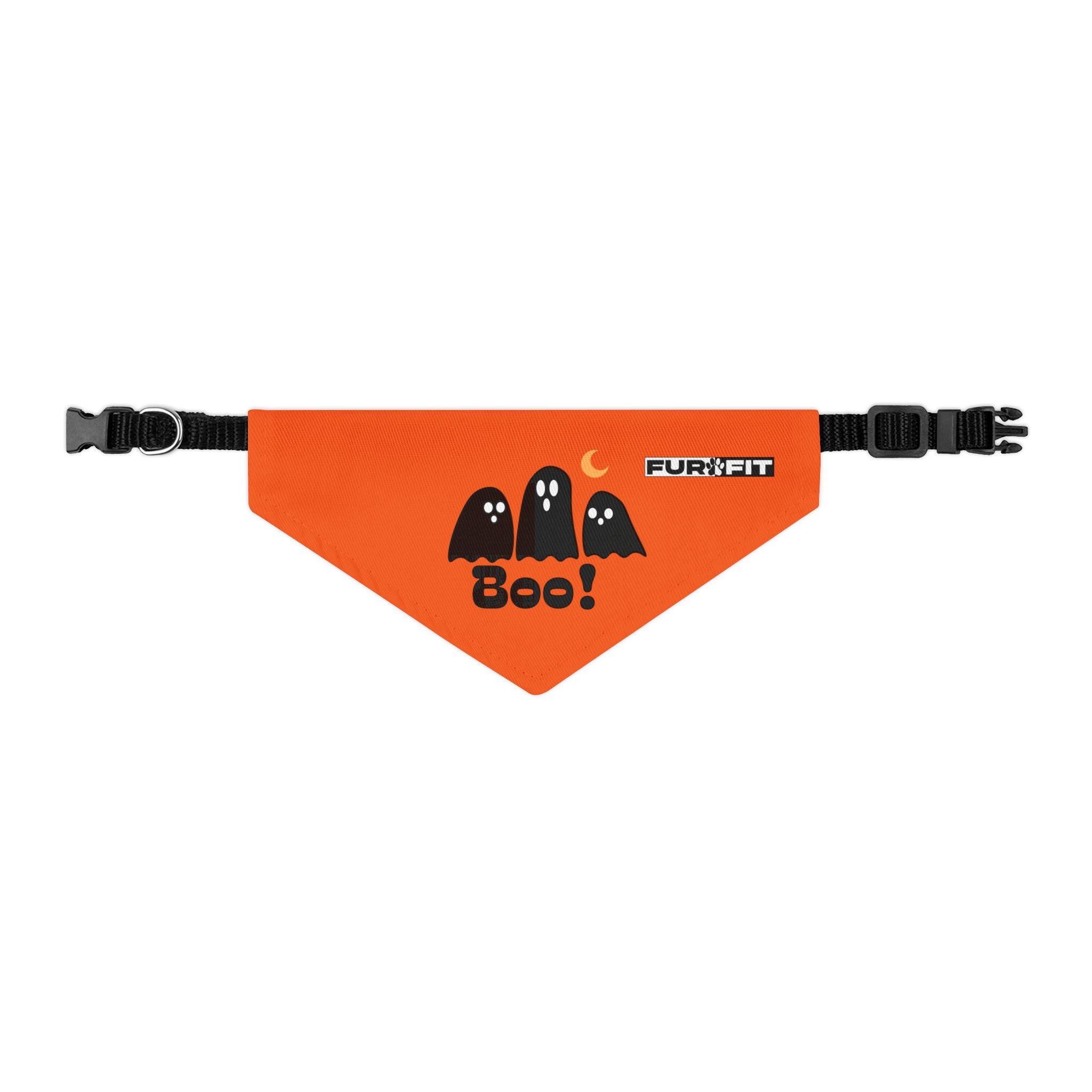 Pet Bandana Collar | 'Boo with Ghosts'(on orange)