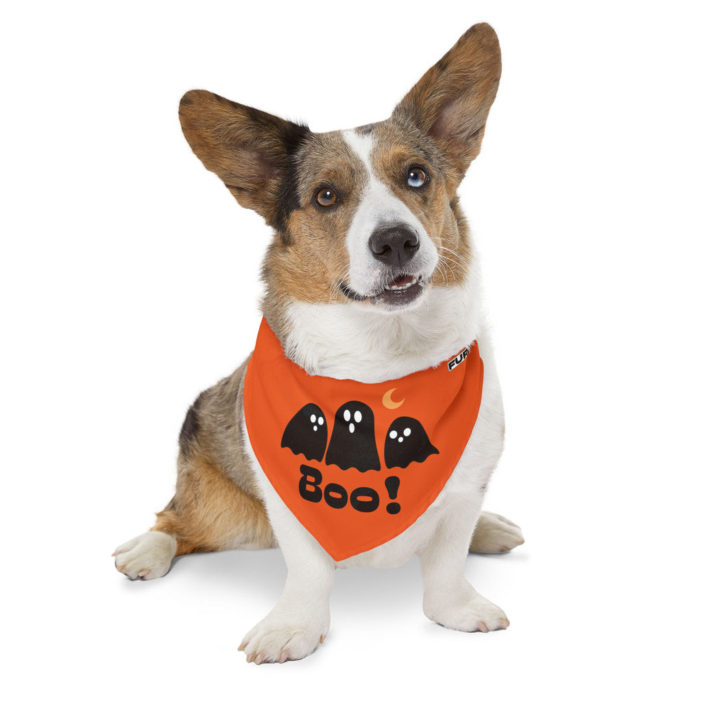 Pet Bandana Collar | 'Boo with Ghosts'(on orange)