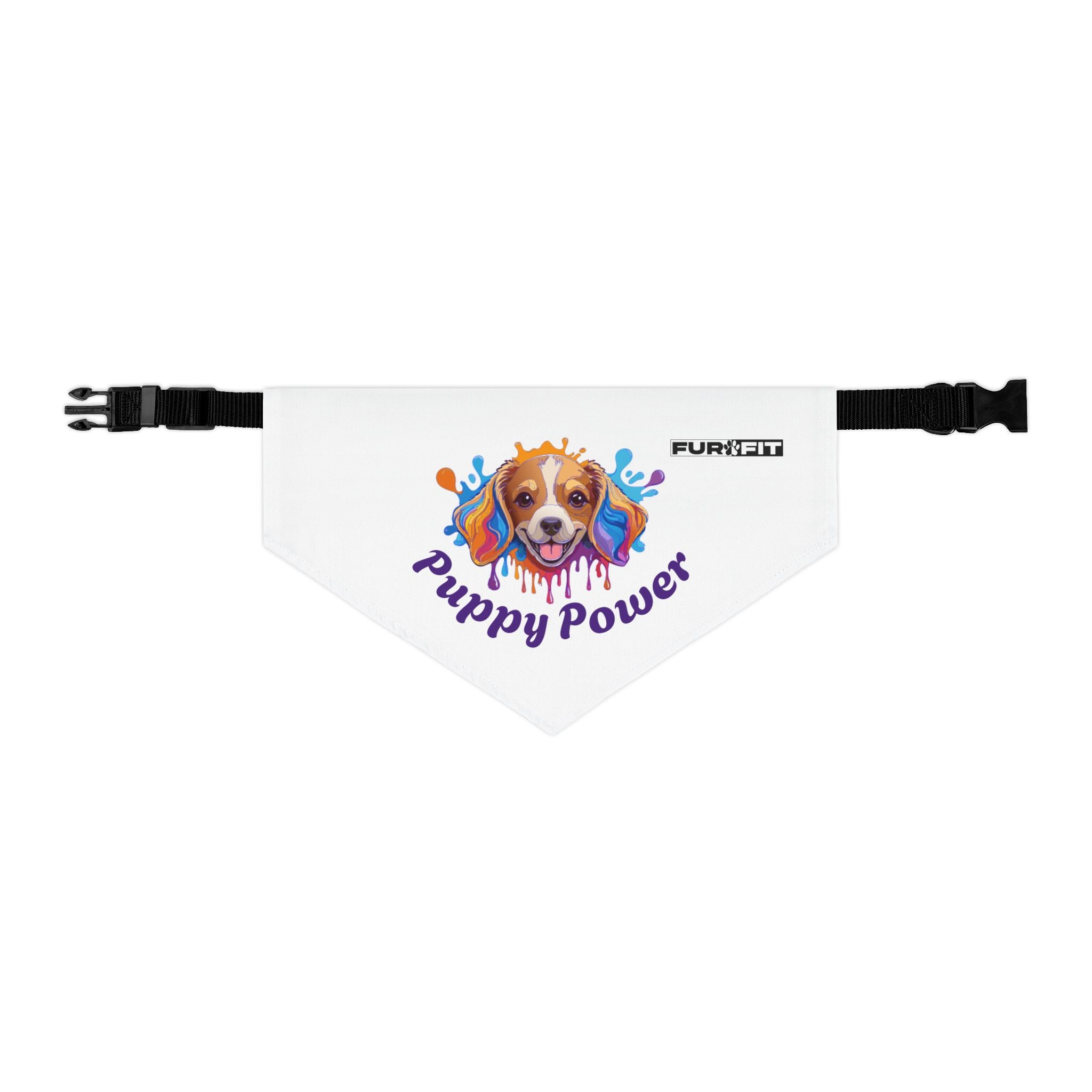Pet Bandana Collar | 'Puppy Power' (on white)