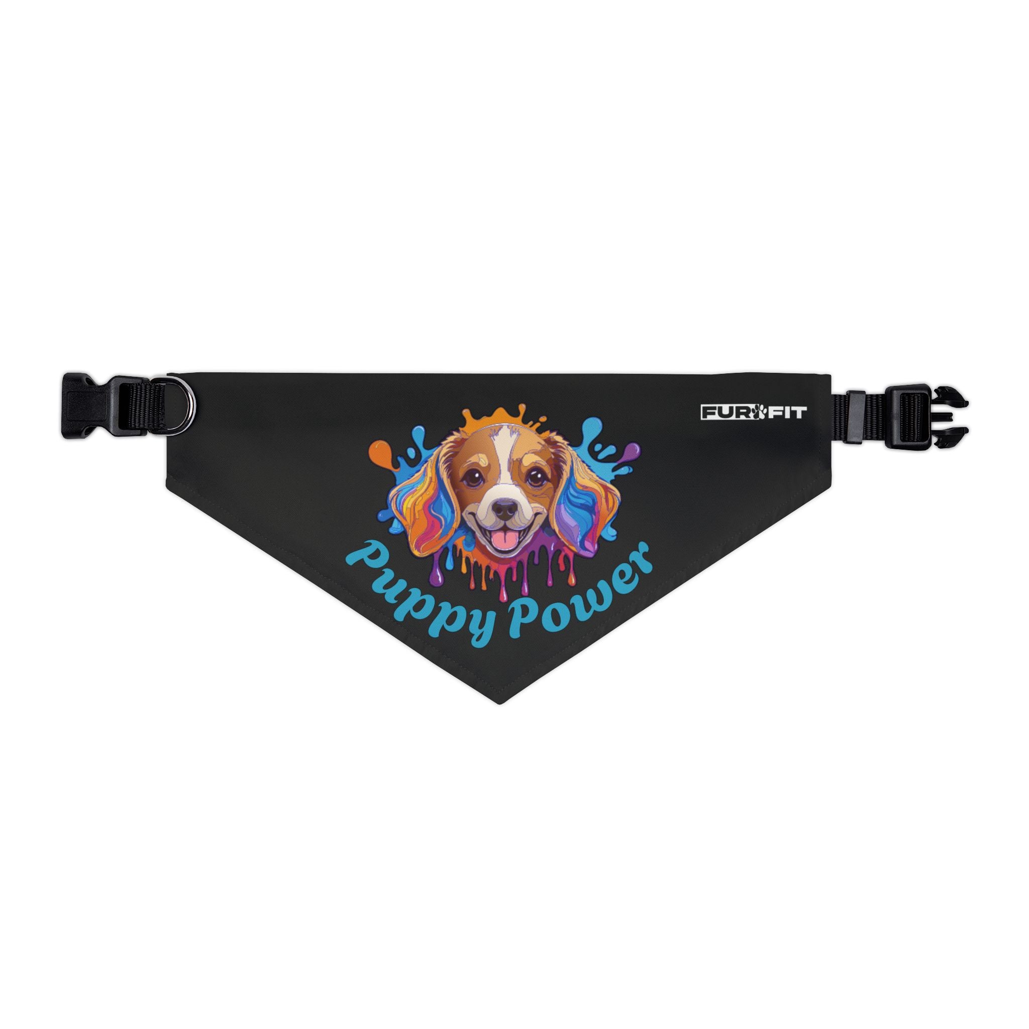 Pet Bandana Collar | 'Puppy Power' (on black)