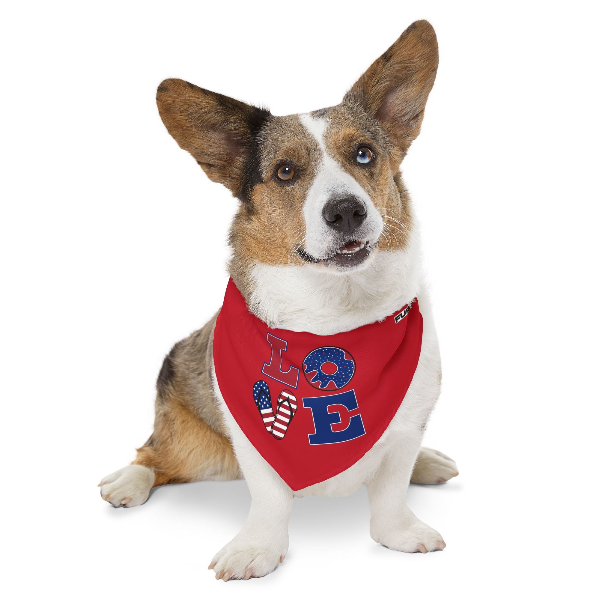 Pet Bandana Collar | Patriotic 'LOVE' (on red)