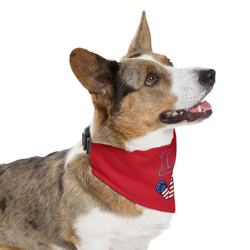 Pet Bandana Collar | Patriotic 'LOVE' (on red)