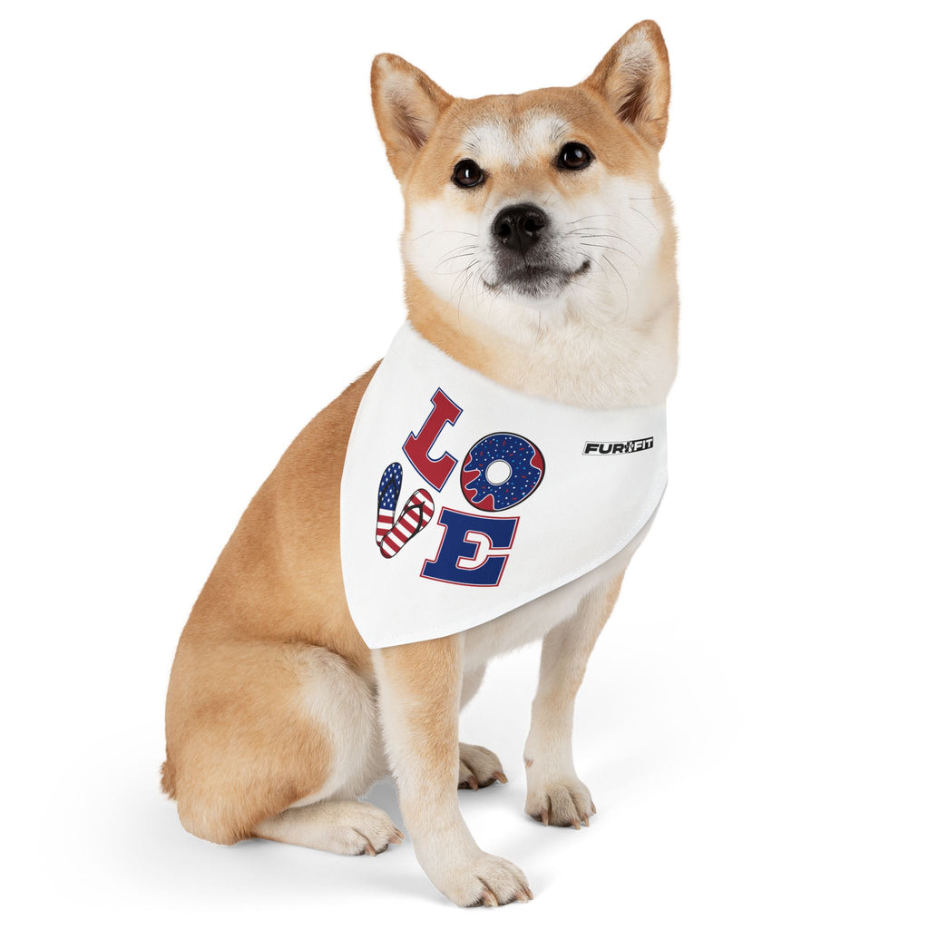 Pet Bandana Collar | Patriotic 'LOVE' (on white)
