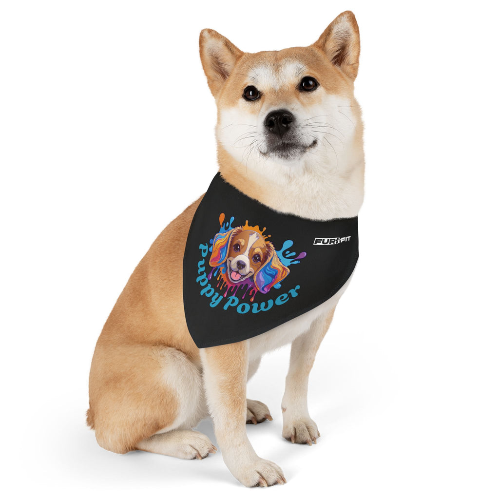 Pet Bandana Collar | 'Puppy Power' (on black)