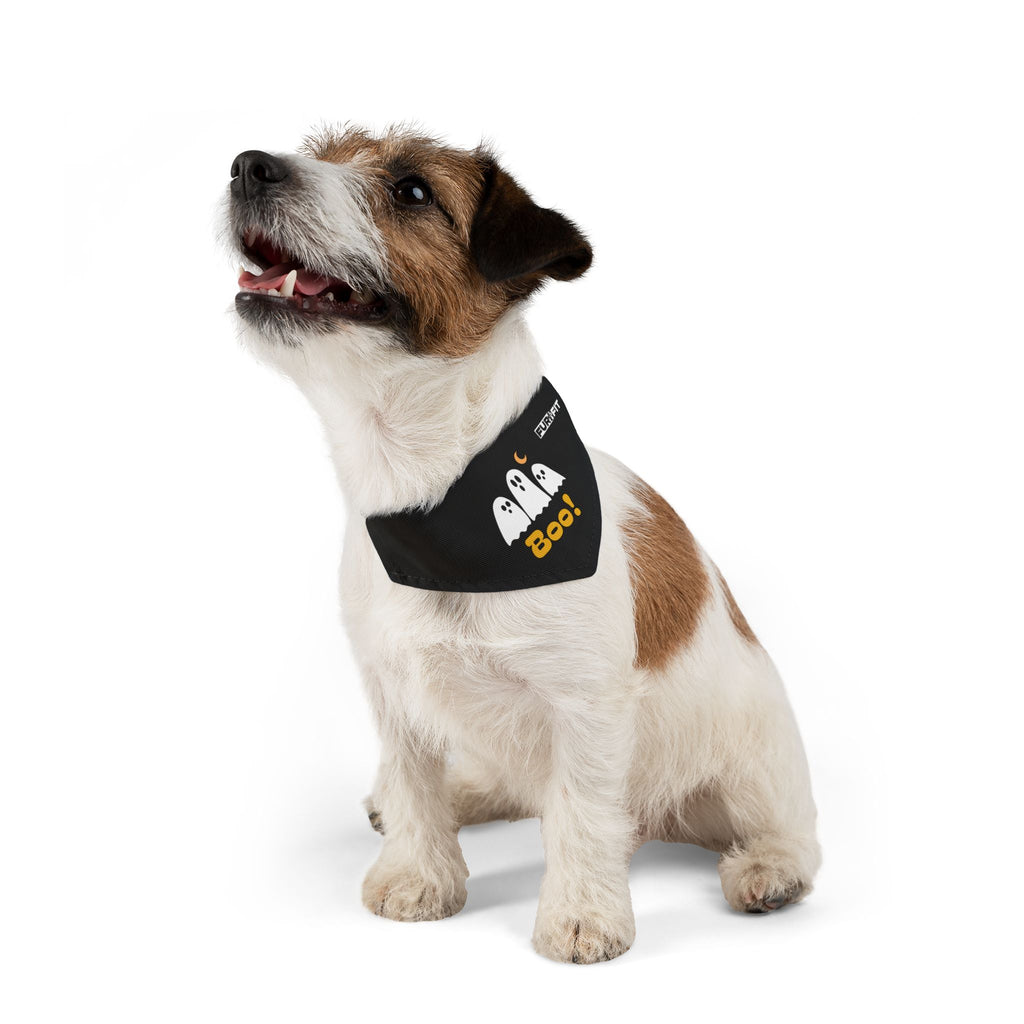 Pet Bandana Collar | 'Boo' with Ghosts (on black)
