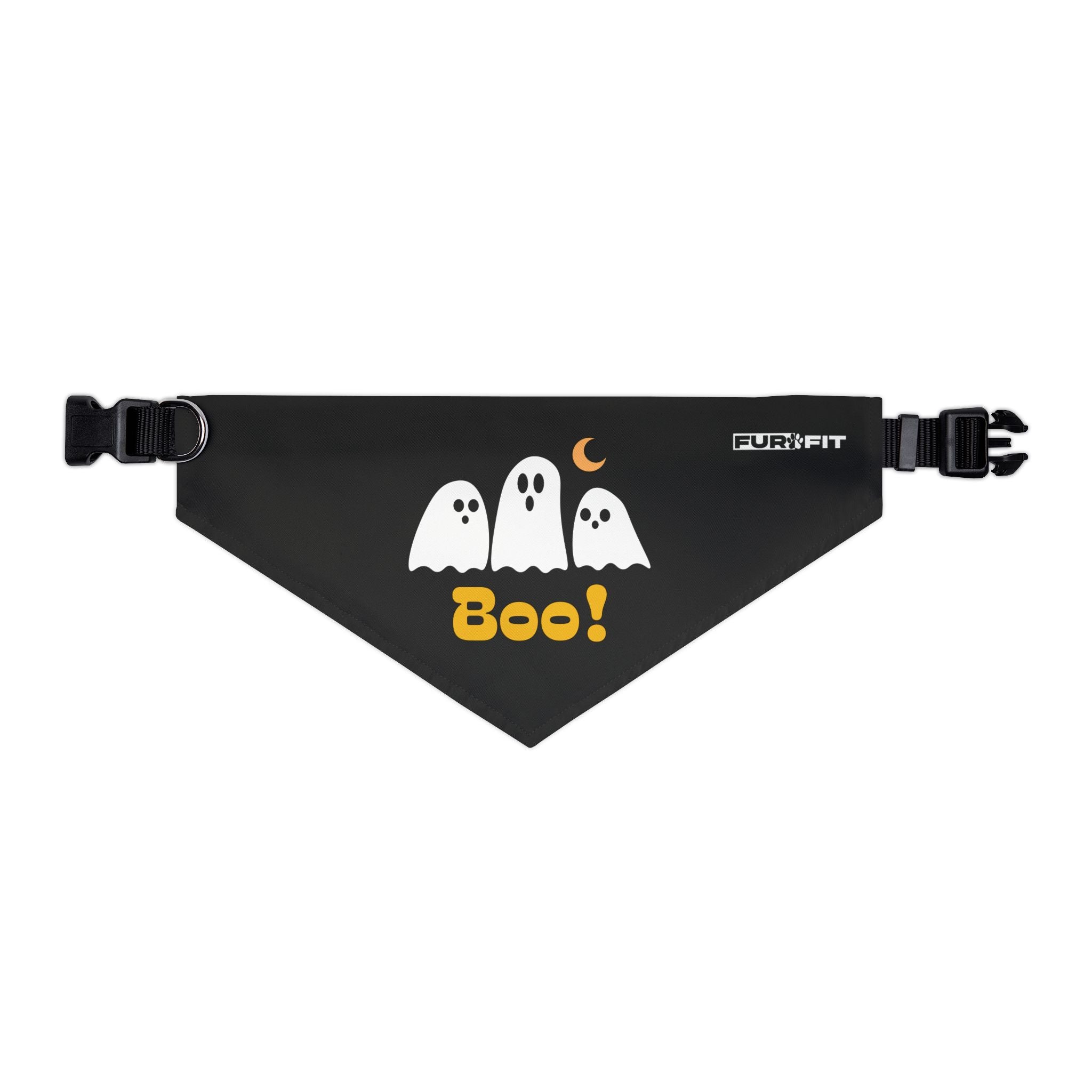Pet Bandana Collar | 'Boo' with Ghosts (on black)