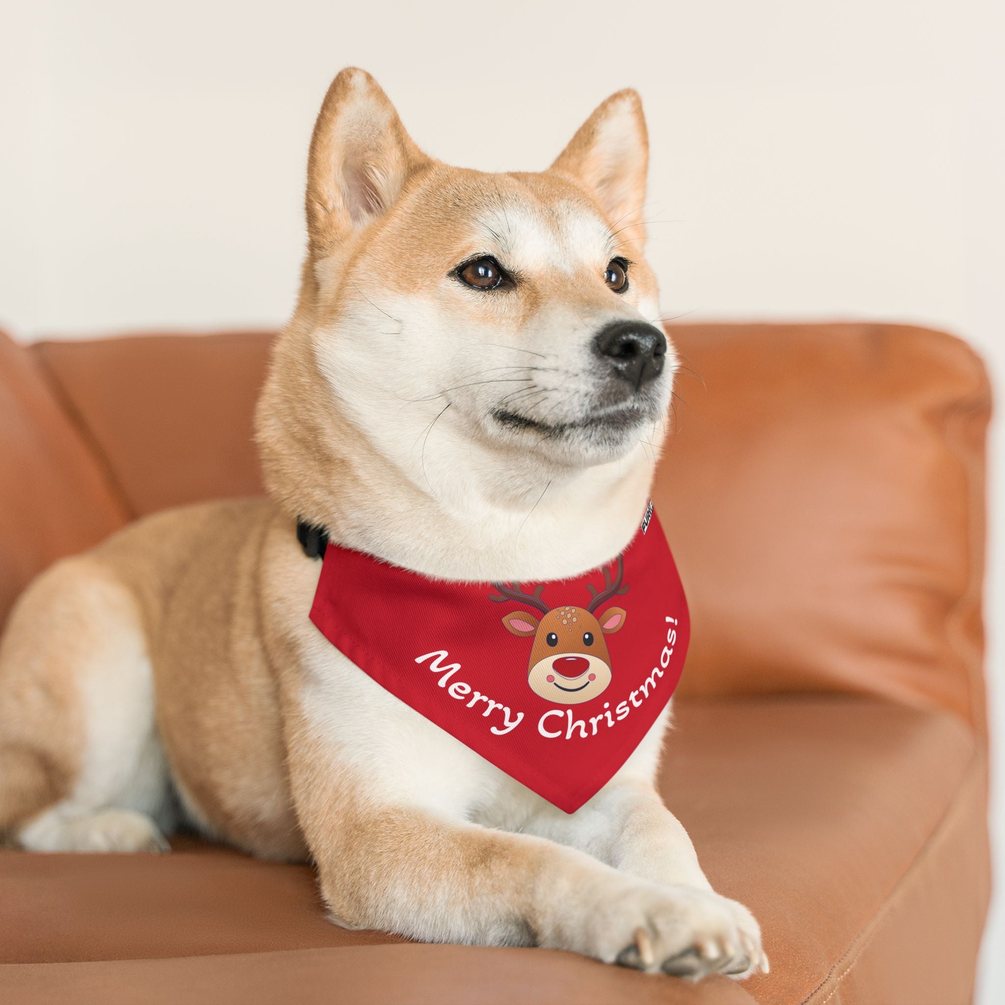Pet Bandana Collar | "Merry Christmas" with Reindeer