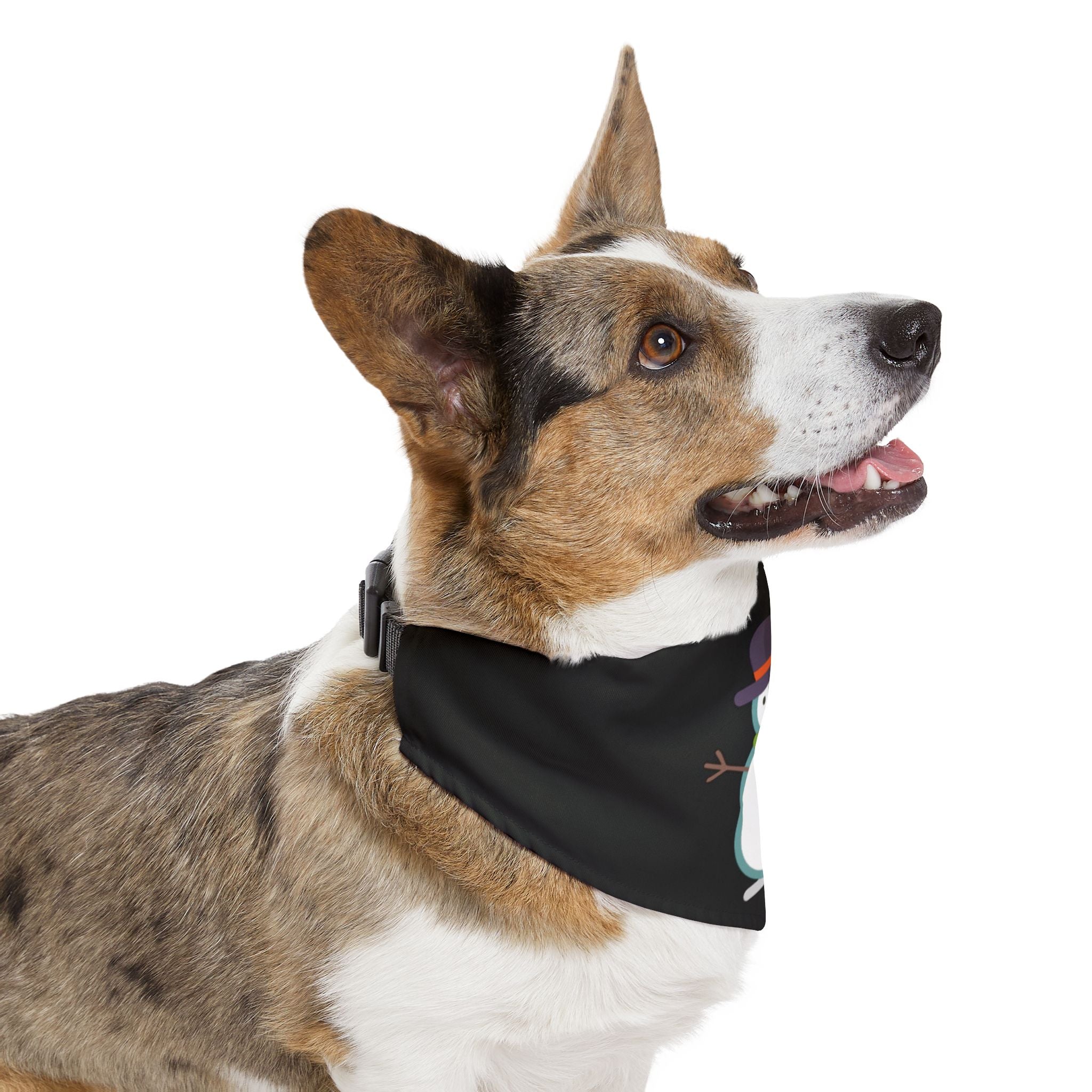 Pet Bandana Collar | 'Snowman' (on black)