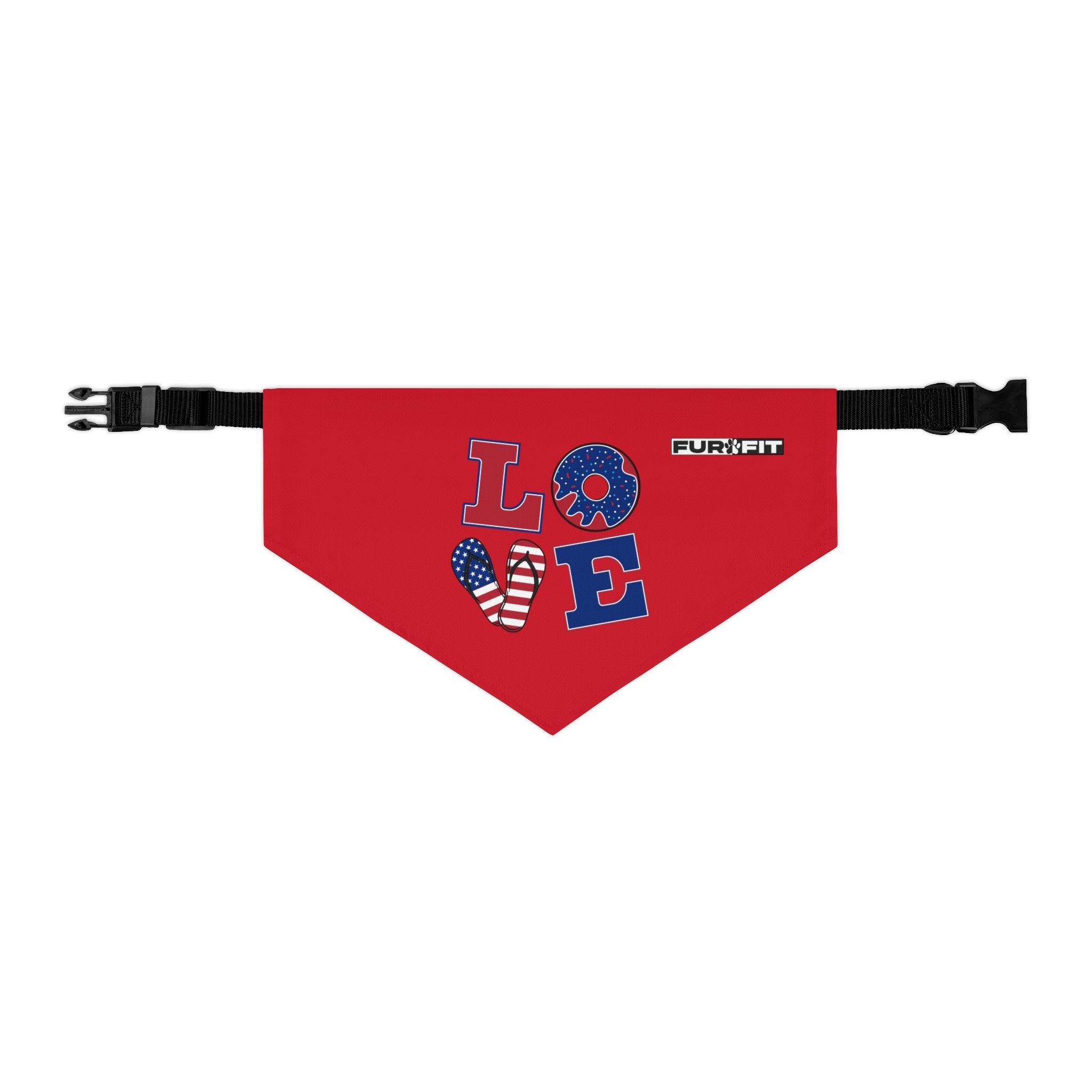 Pet Bandana Collar | Patriotic 'LOVE' (on red)