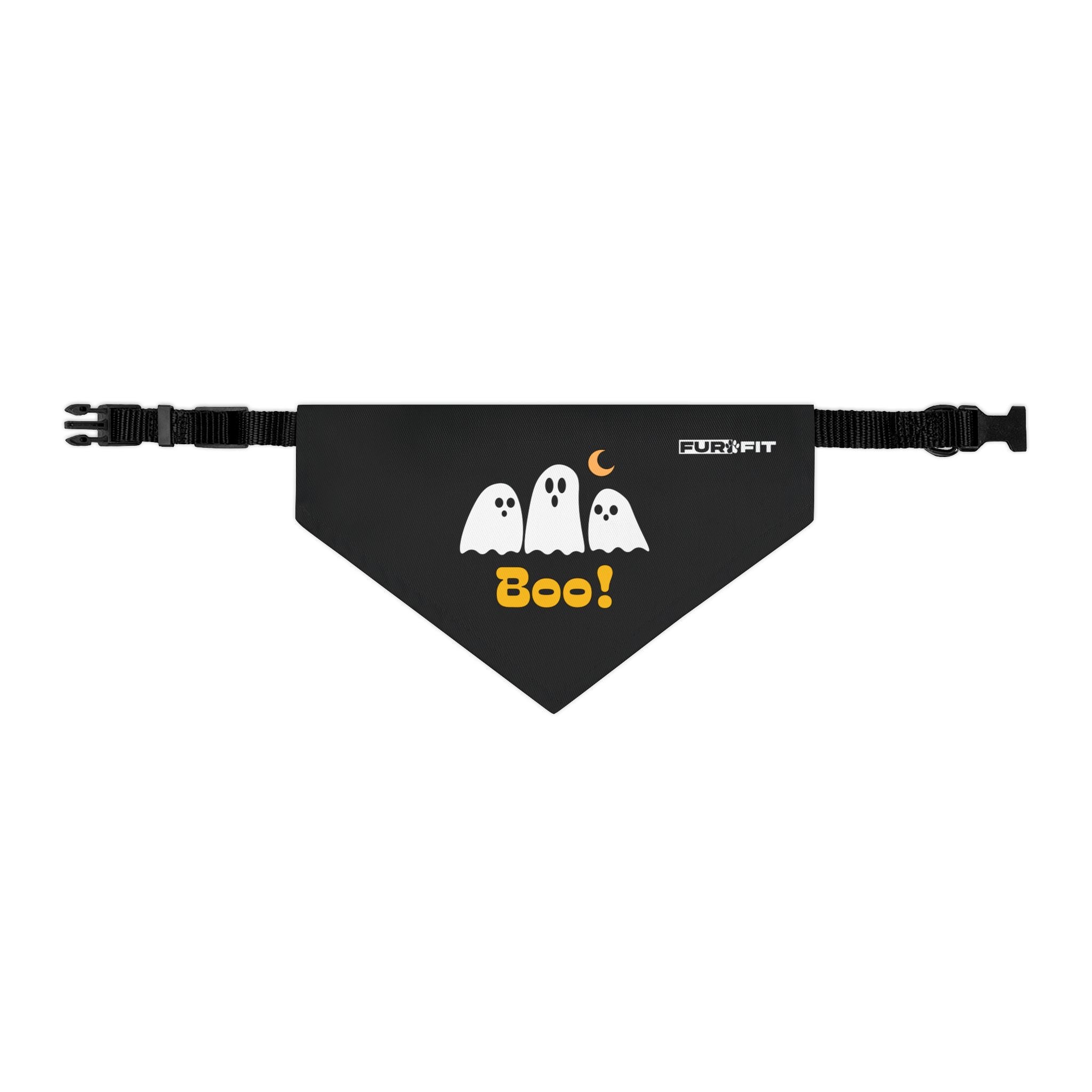 Pet Bandana Collar | 'Boo' with Ghosts (on black)