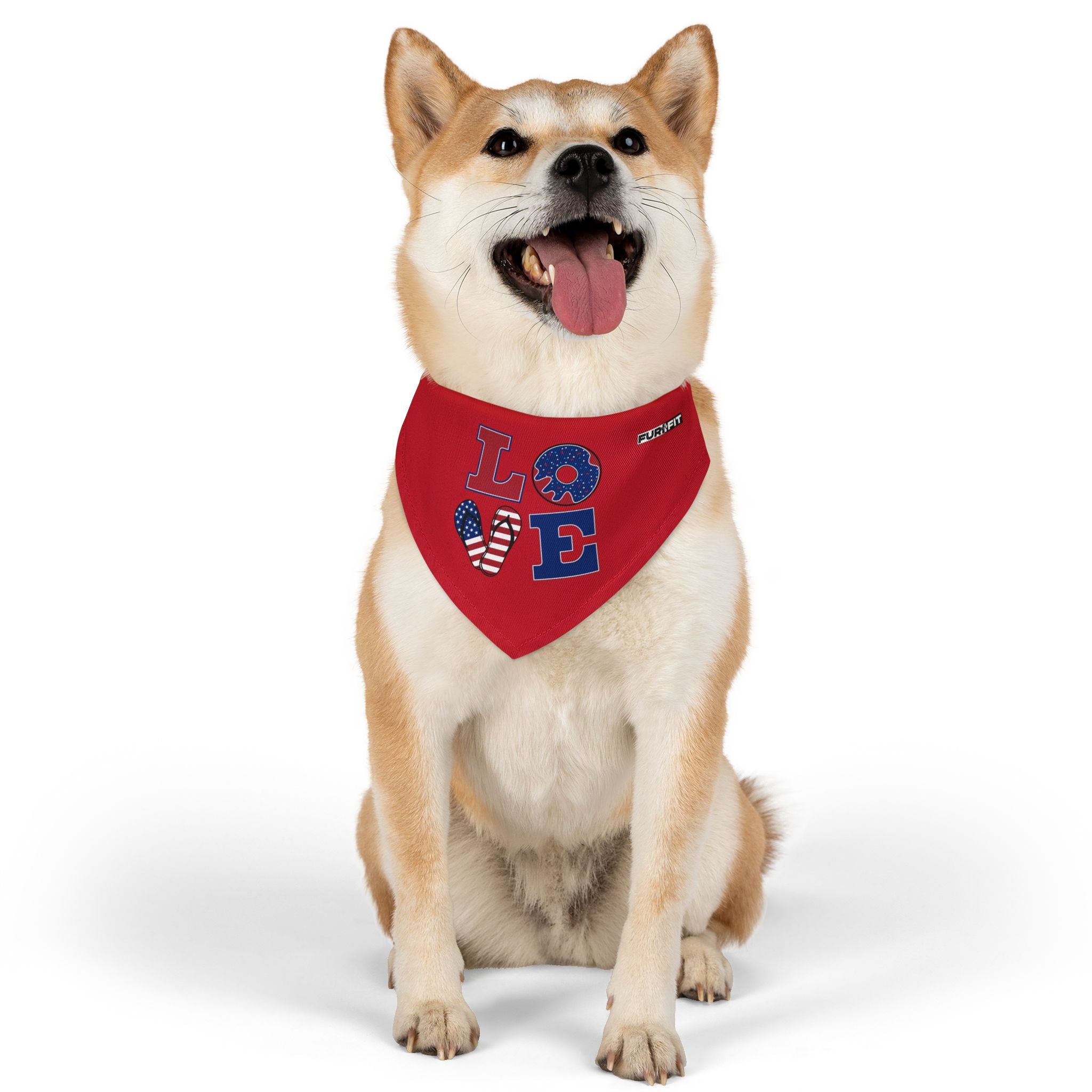 Pet Bandana Collar | Patriotic 'LOVE' (on red)