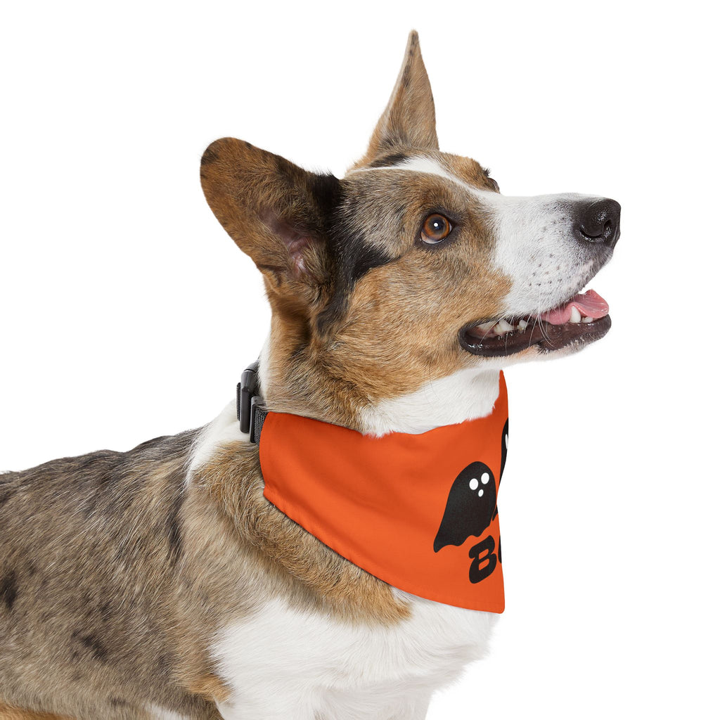 Pet Bandana Collar | 'Boo with Ghosts'(on orange)