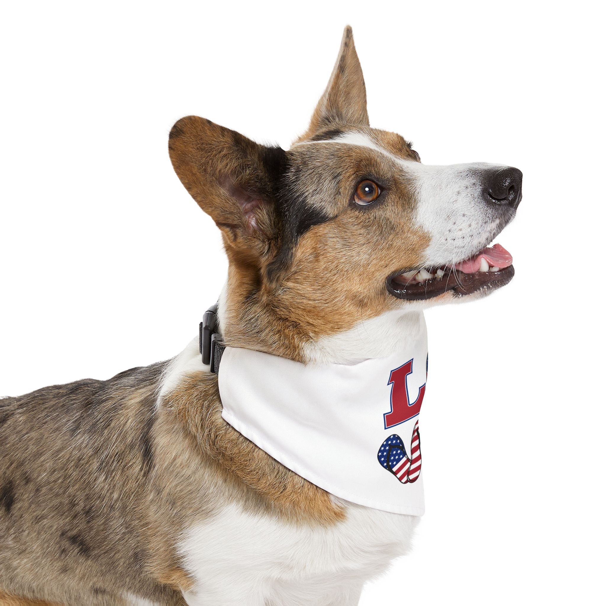 Pet Bandana Collar | Patriotic 'LOVE' (on white)