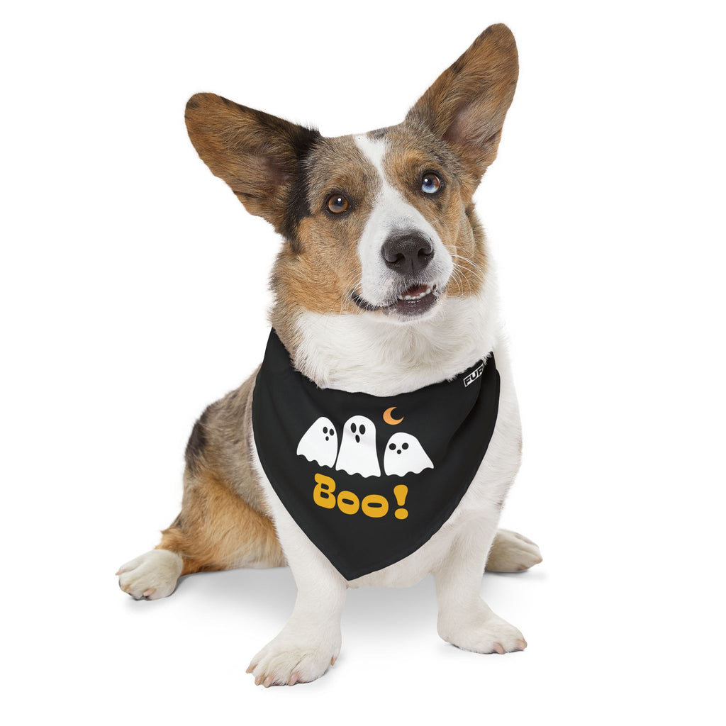 Pet Bandana Collar | 'Boo' with Ghosts (on black)