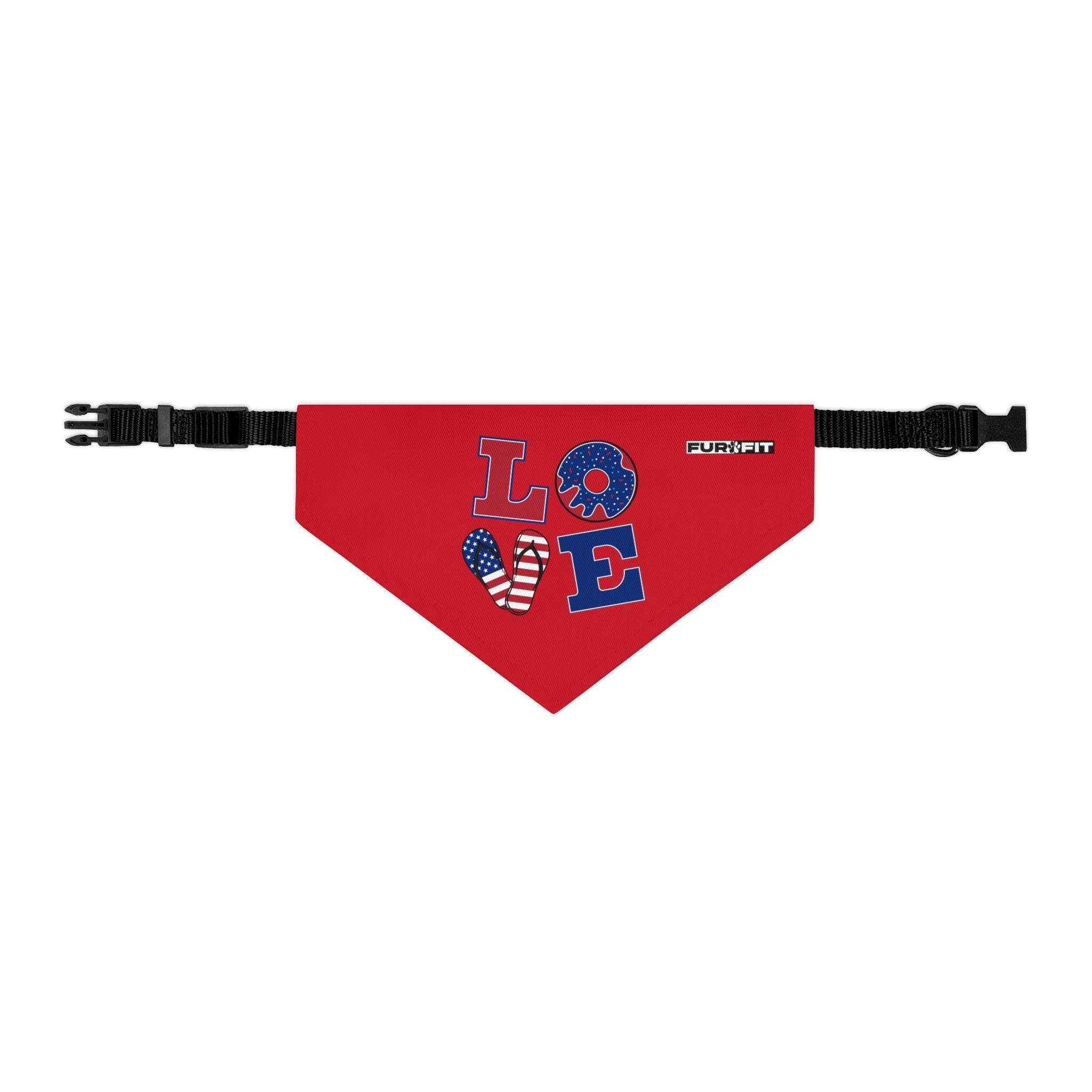 Pet Bandana Collar | Patriotic 'LOVE' (on red)