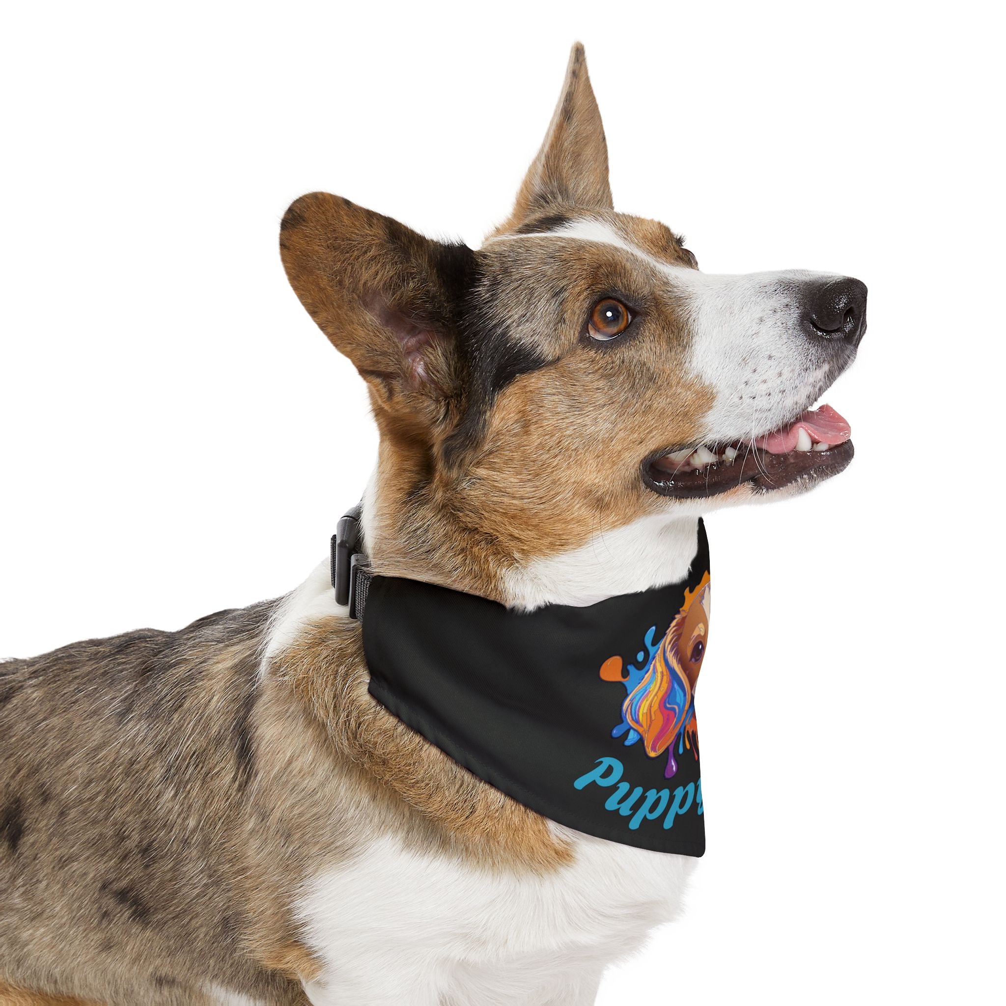 Pet Bandana Collar | 'Puppy Power' (on black)