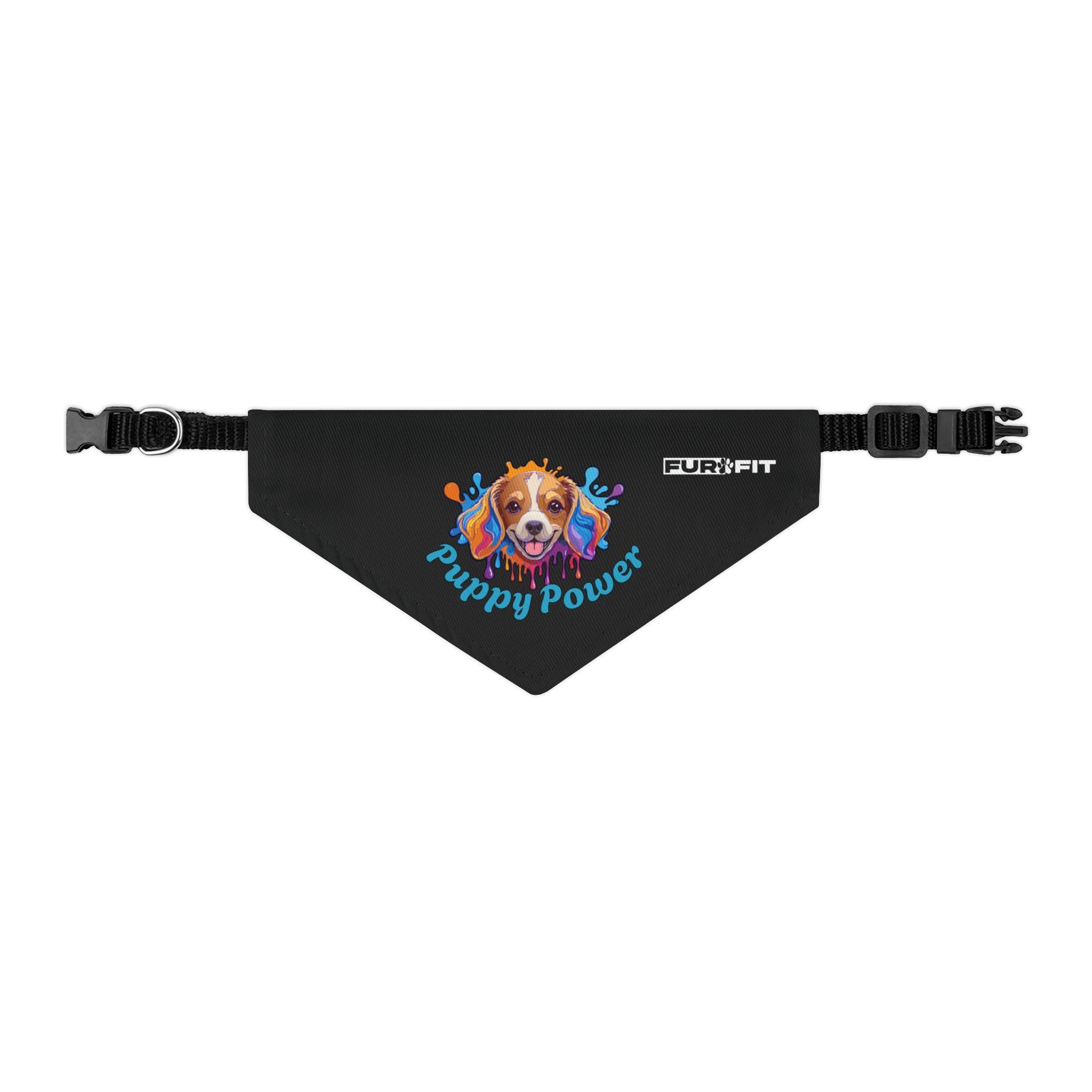 Pet Bandana Collar | 'Puppy Power' (on black)