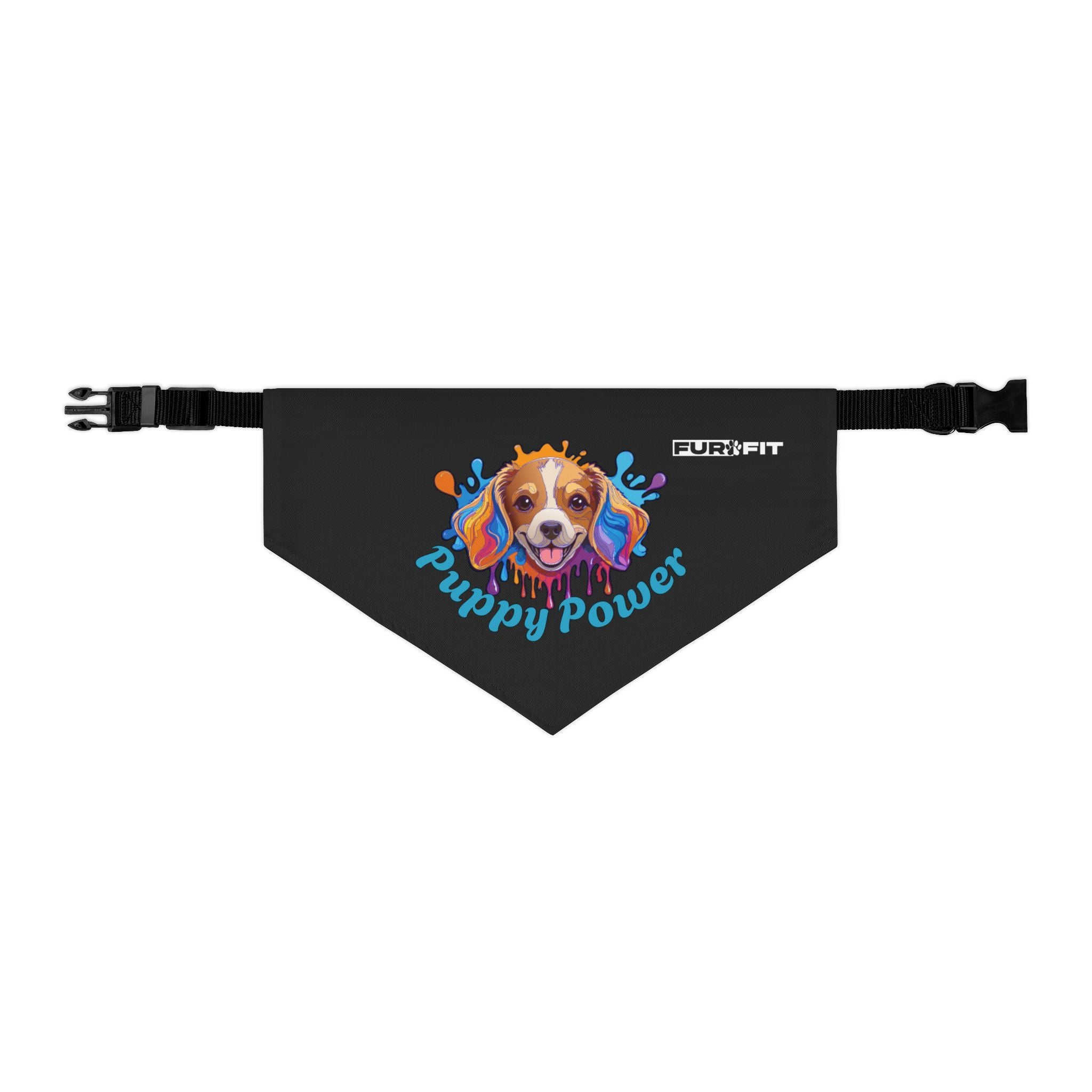 Pet Bandana Collar | 'Puppy Power' (on black)