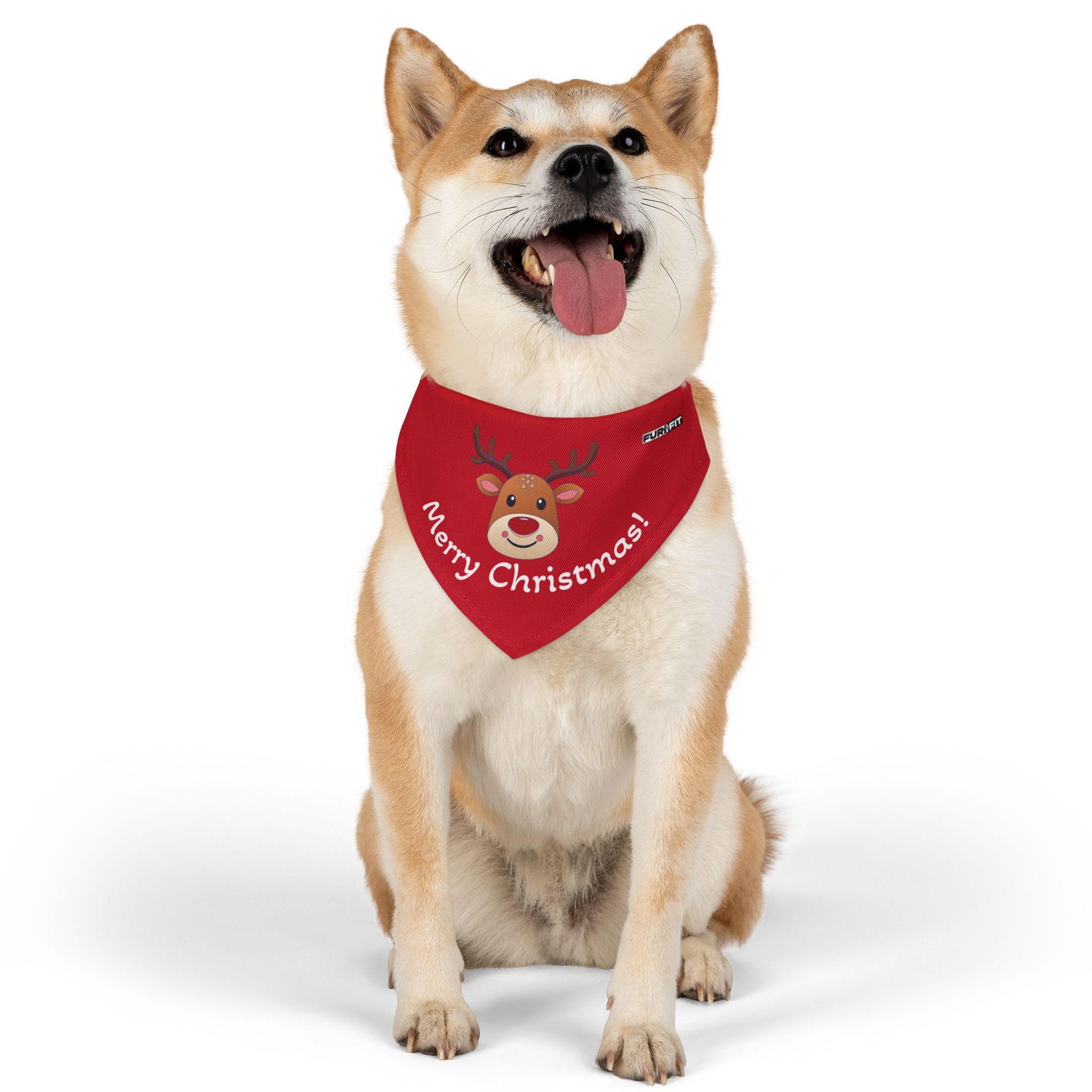 Pet Bandana Collar | "Merry Christmas" with Reindeer