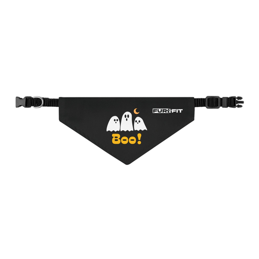 Pet Bandana Collar | 'Boo' with Ghosts (on black)