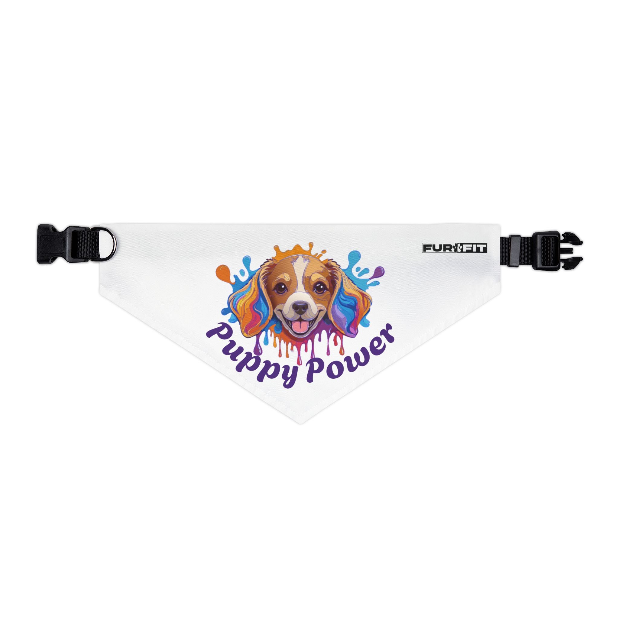 Pet Bandana Collar | 'Puppy Power' (on white)