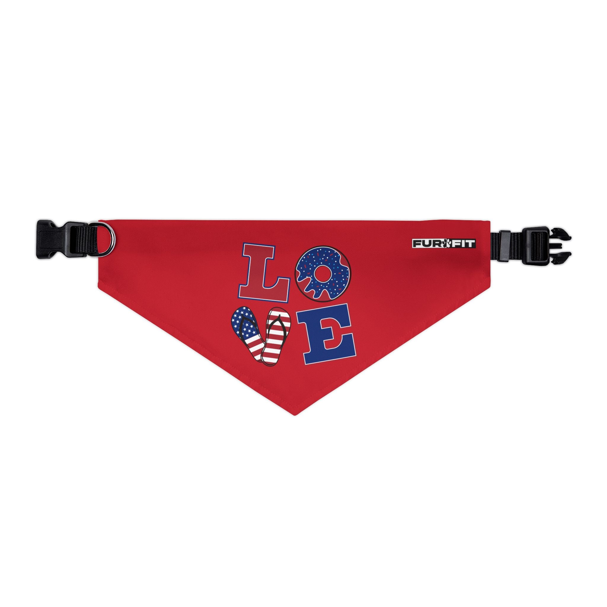 Pet Bandana Collar | Patriotic 'LOVE' (on red)