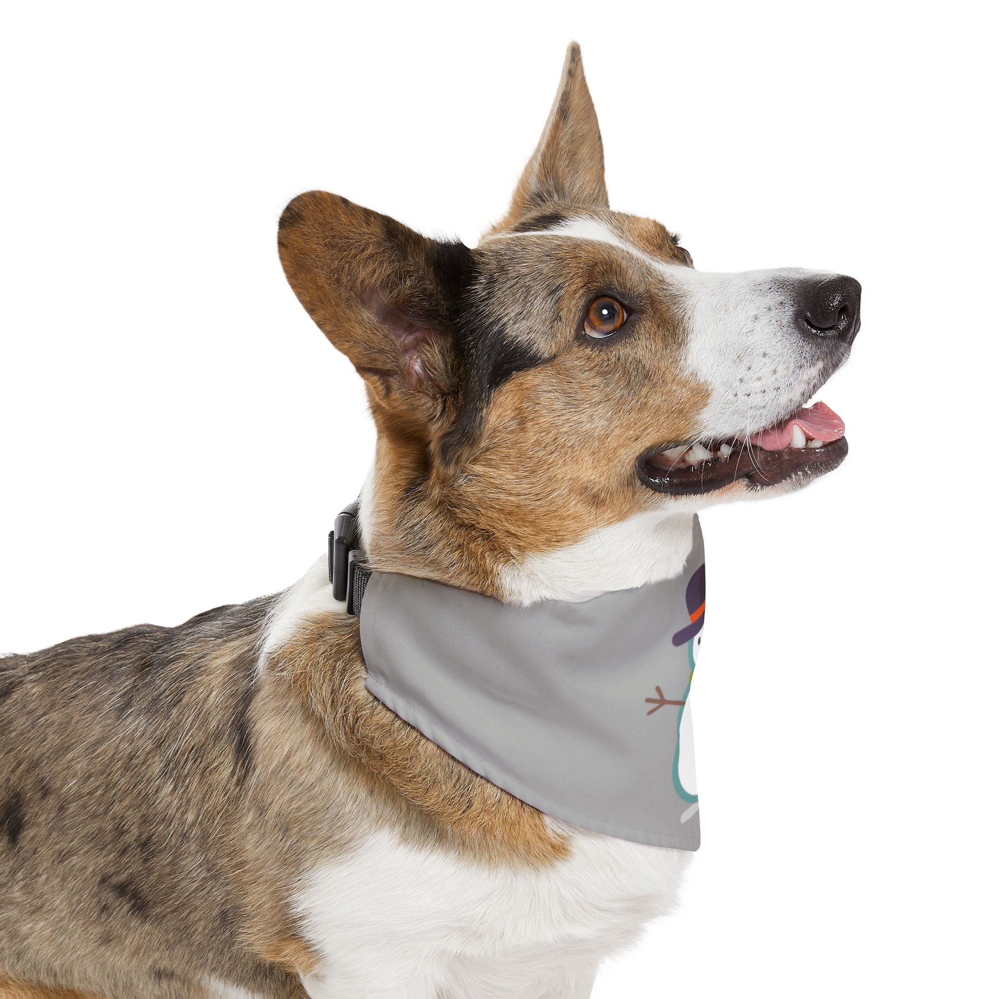 Pet Bandana Collar | 'Snowman' (on gray)