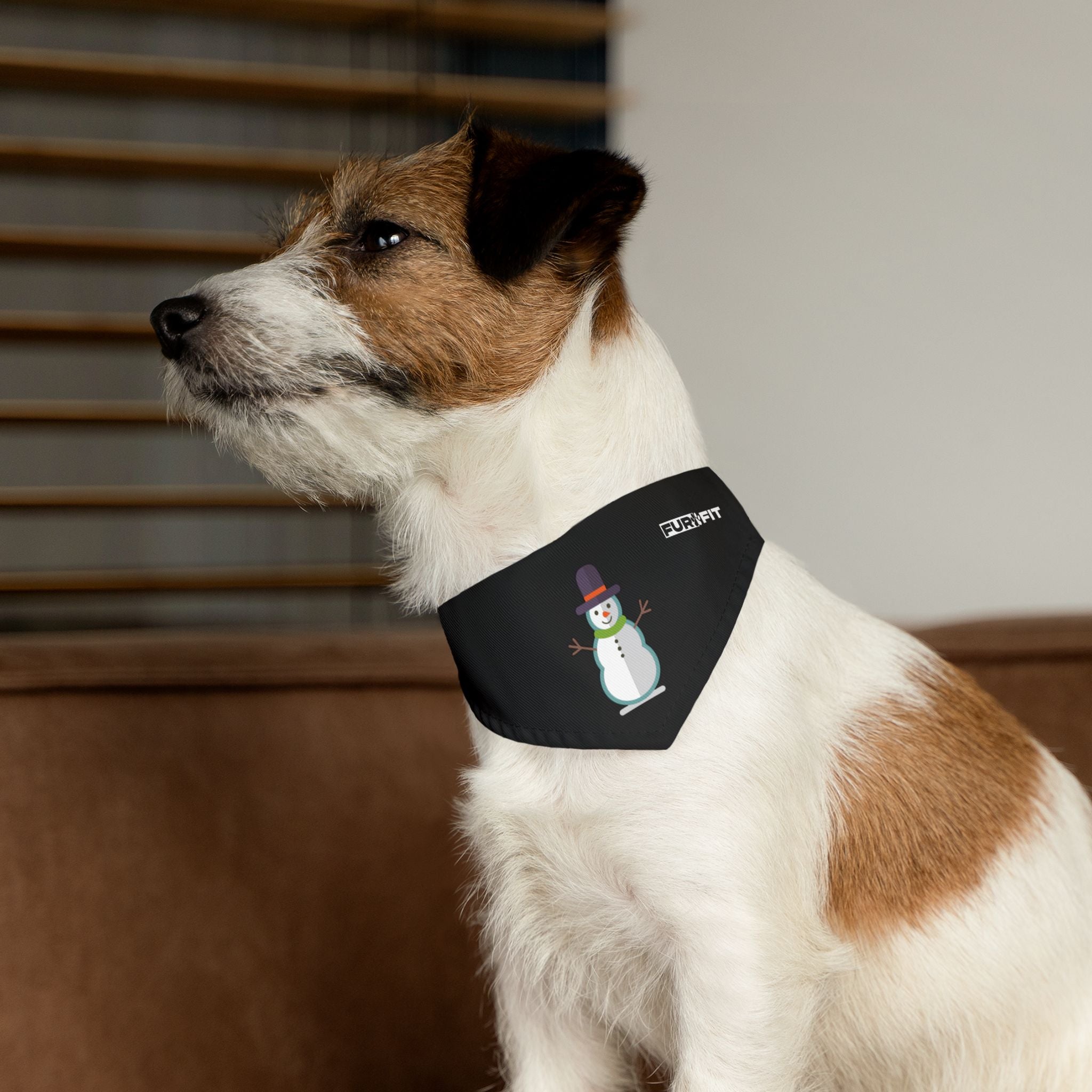 Pet Bandana Collar | 'Snowman' (on black)