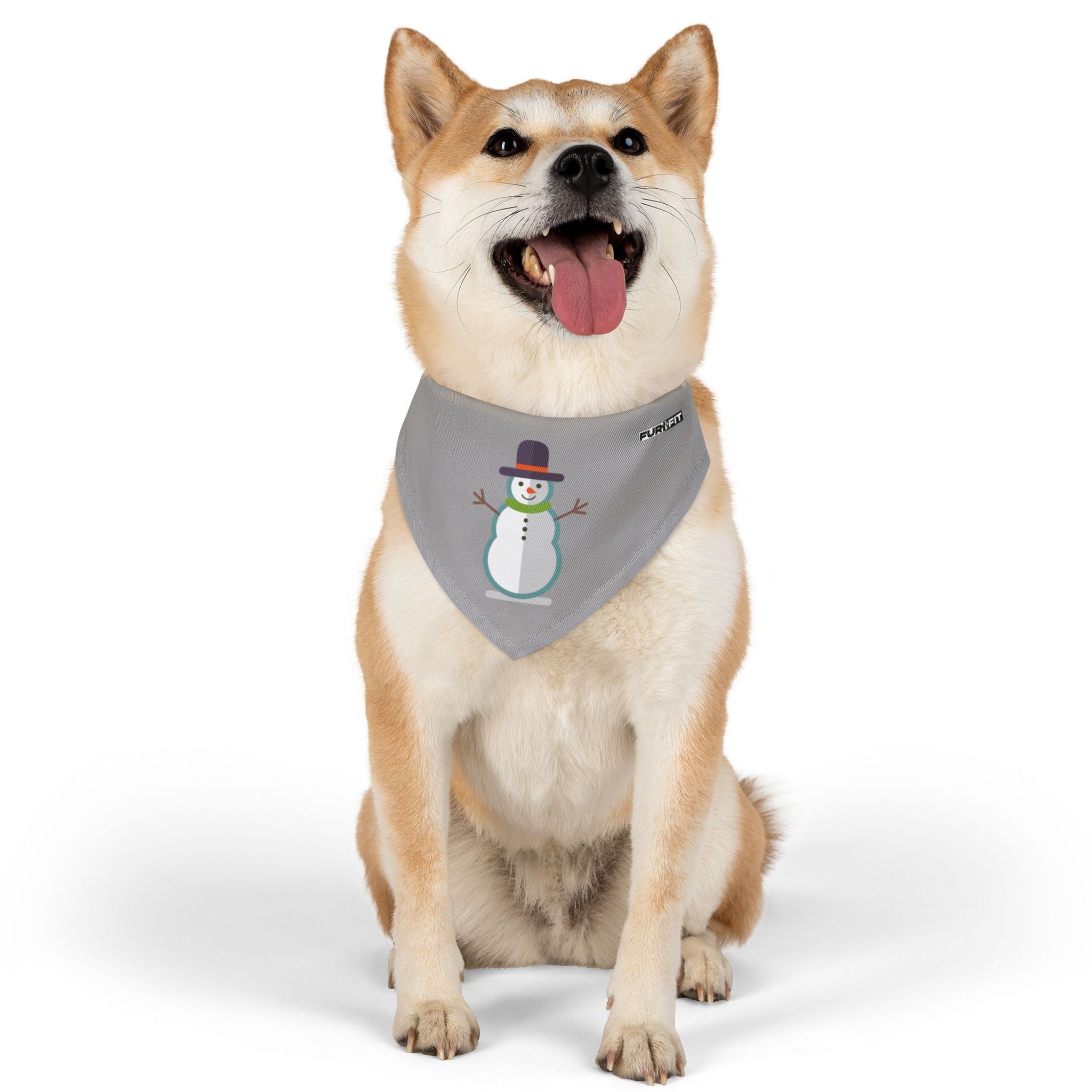 Pet Bandana Collar | 'Snowman' (on gray)