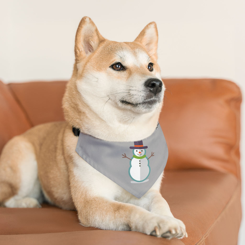 Pet Bandana Collar | 'Snowman' (on gray)