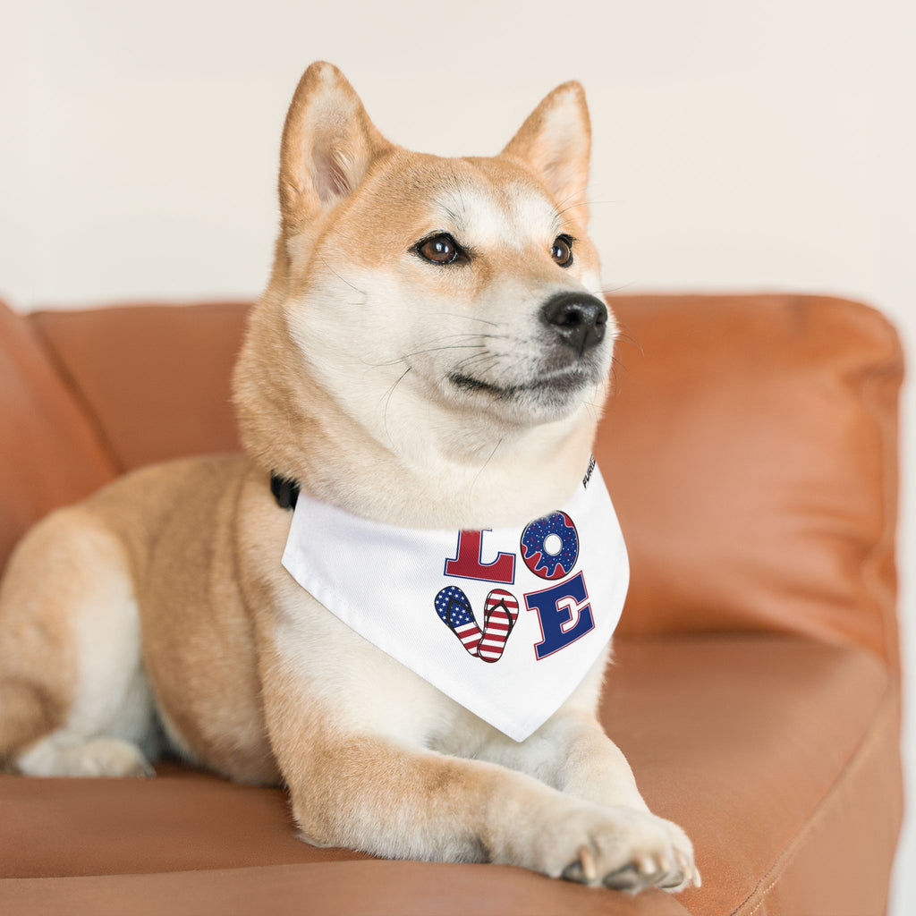 Pet Bandana Collar | Patriotic 'LOVE' (on white)