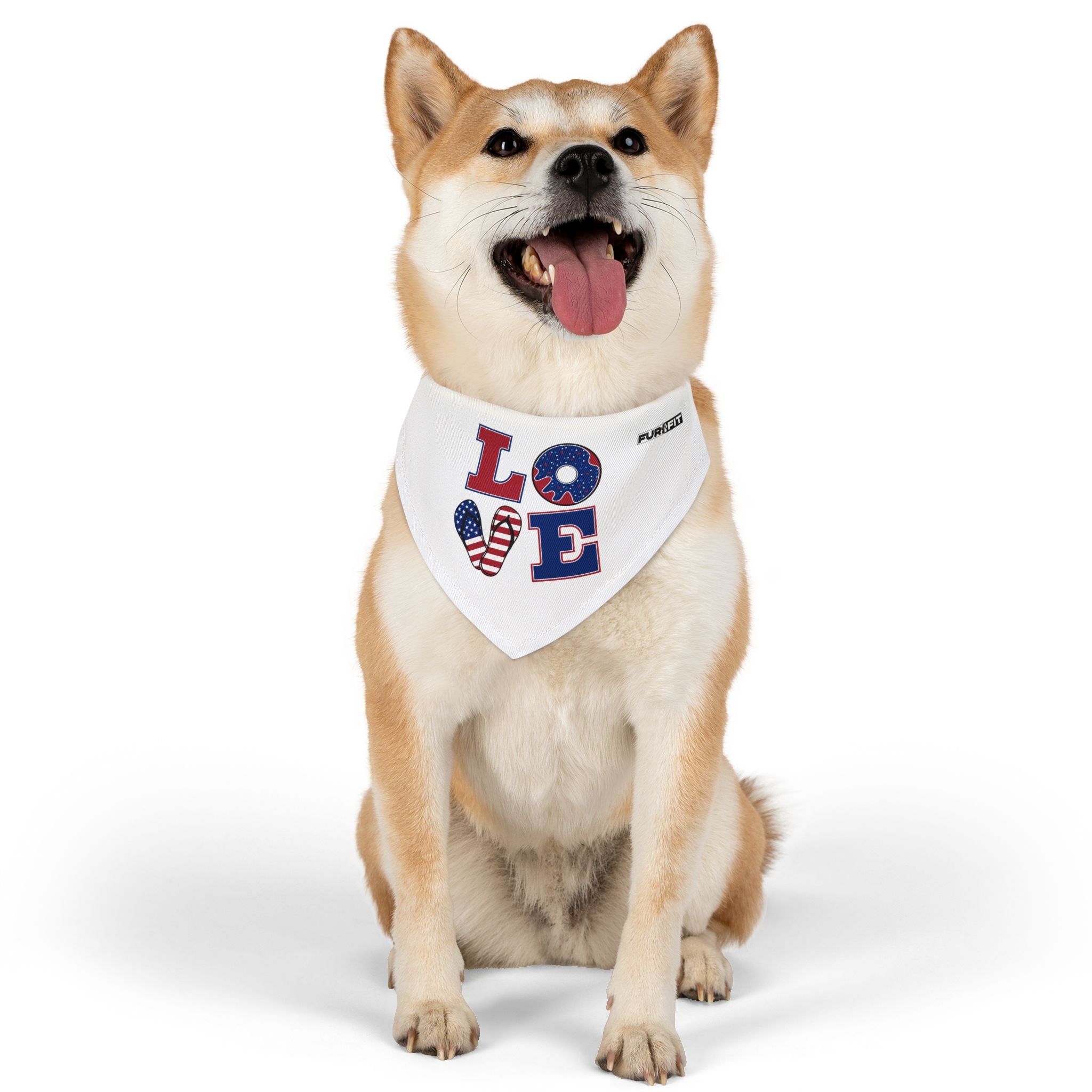 Pet Bandana Collar | Patriotic 'LOVE' (on white)